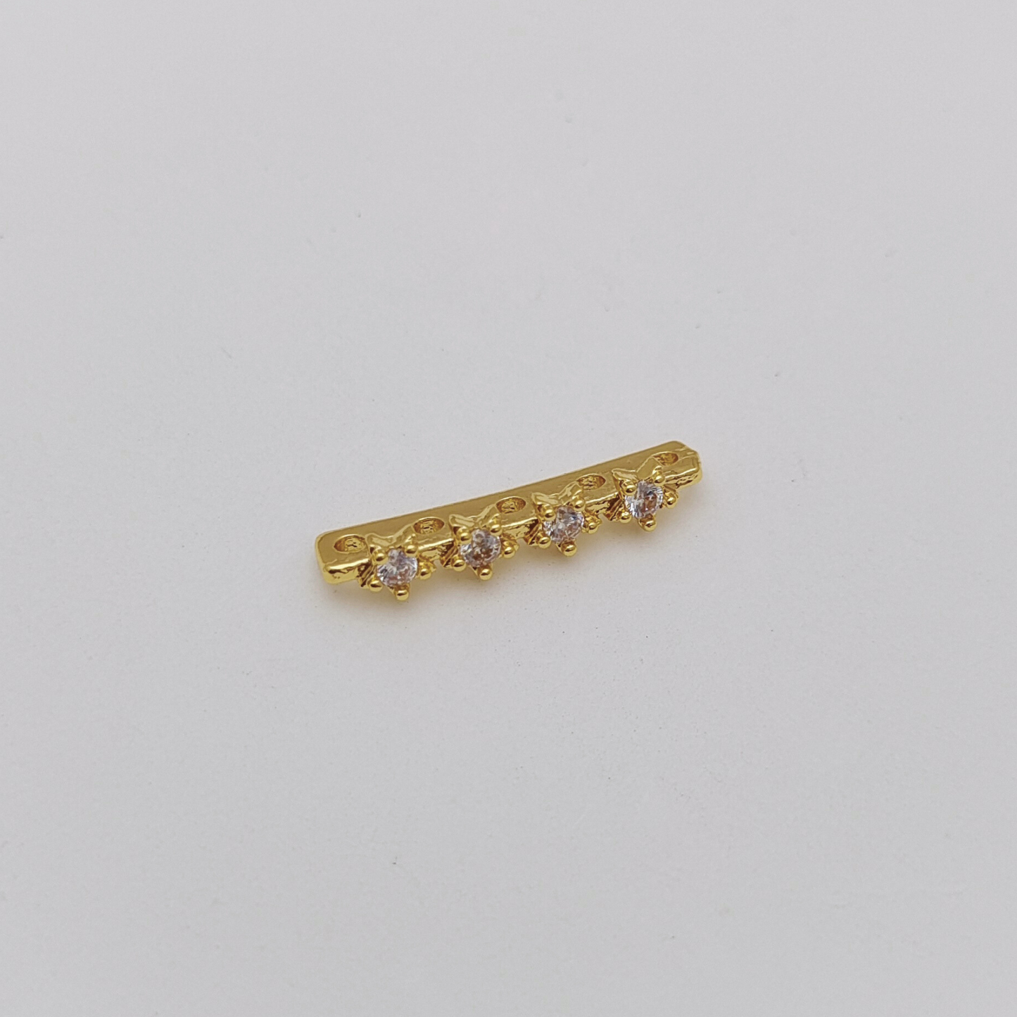 【S15】5PCS DIY Jewelry Findings – 5-Strand Spacer Bar with Micro Pave CZ | Silver Plated Copper, Anti-Tarnish