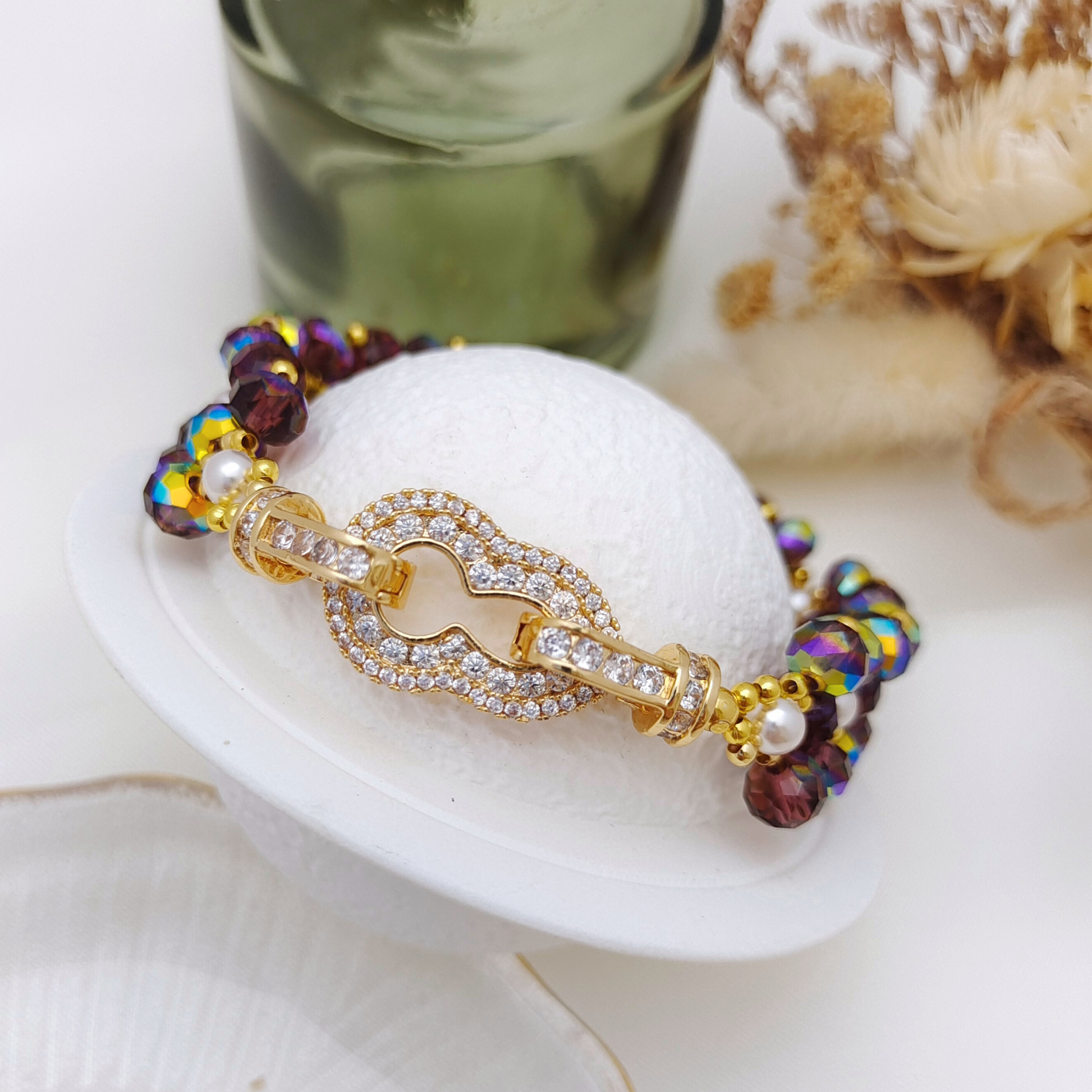 【No.147】Purple Butterfly Bracelet DIY Kit | Pearl Beads & Beading Supplies iFCraftorium