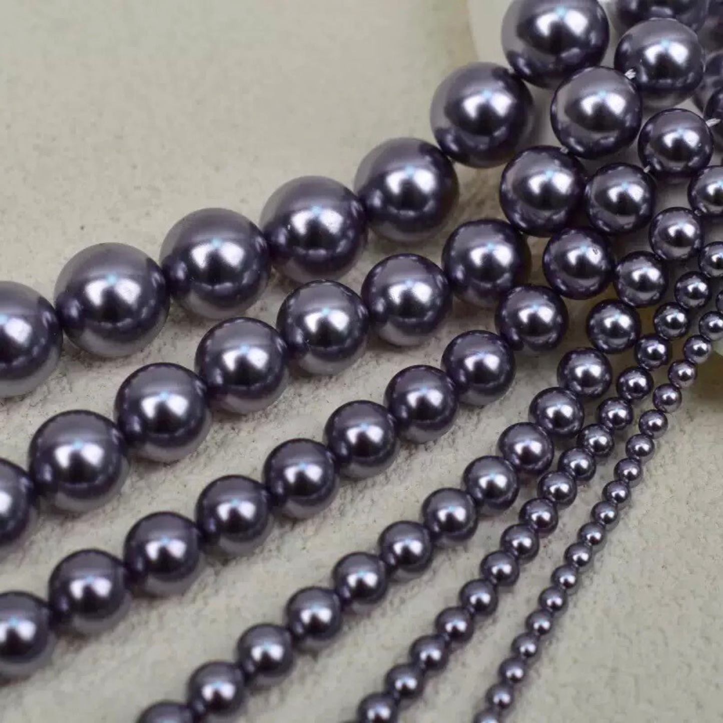 【P19】Black Purple Glass Pearl Beads – 3–8mm Round High Shine | Beads for Bracelets DIY iFCraftorium