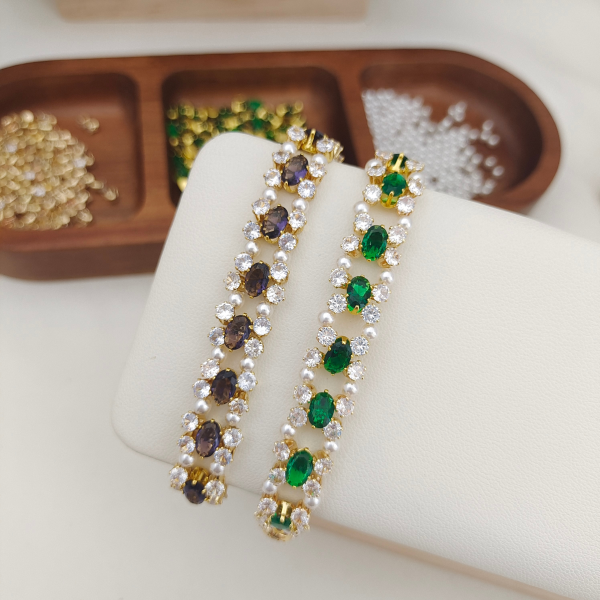 DIY Crystal Pearl Bracelet Kit – Oval Zircon & Pearl Beads Gif for Her | iFCraftorium Kit #187 iFCraftorium