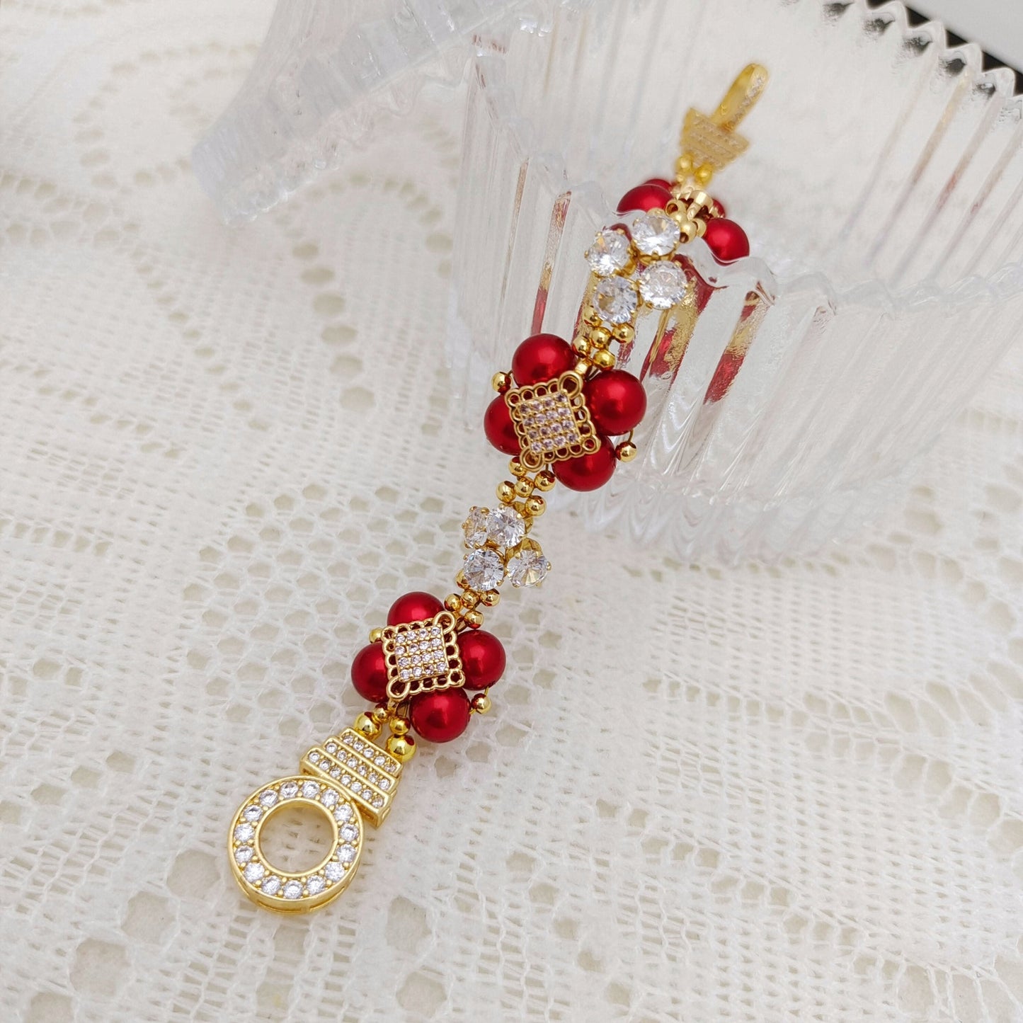 【No.135】Make Bracelets Kit Christmas Pearl | Complete Jewelry Making Set with Pearls, CZ Beads & Knot Spacers iFCraftorium