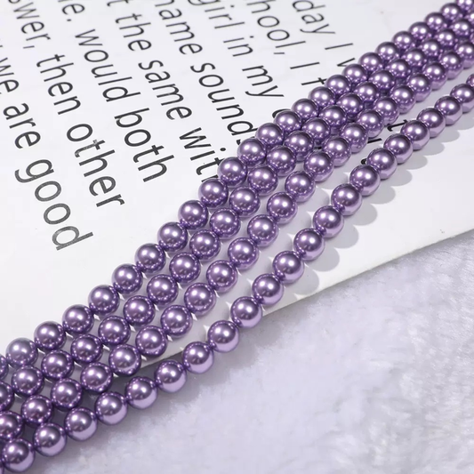 【P17】Purple Glass Pearl Beads – 3–8mm Round High Shine | Beads for Bracelets DIY iFCraftorium