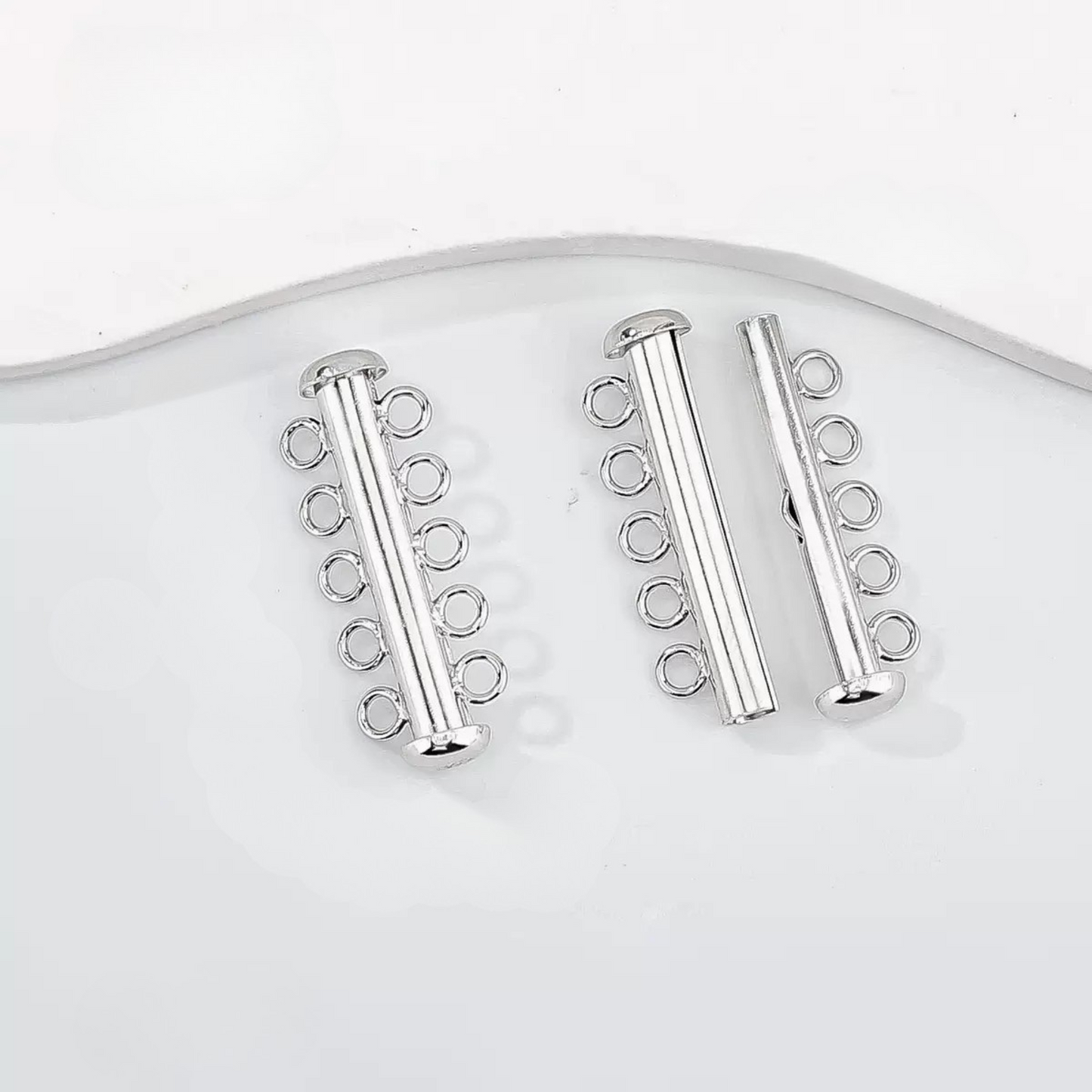 【B42】2PCS DIY Jewelry Findings – 5-Strand Tube Magnetic Clasp | 18K Gold/Silver Plated, Anti-Tarnish Copper