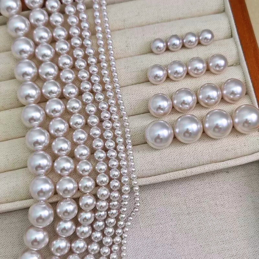 【P04】Imitation Swarovski Manta Rose Pearl Beads | 2–8mm Round Glass Pearls | Straight Hole | DIY Jewelry Making Supplies
