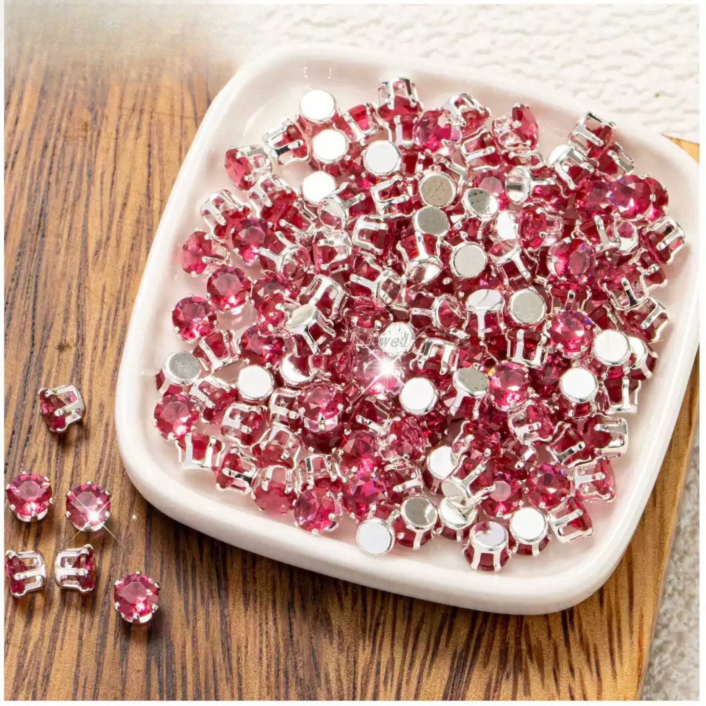 【A04】 50pcs 4mm Round Zircon Beads – Silver-Claw Rhinestones for DIY Handmade Jewelry