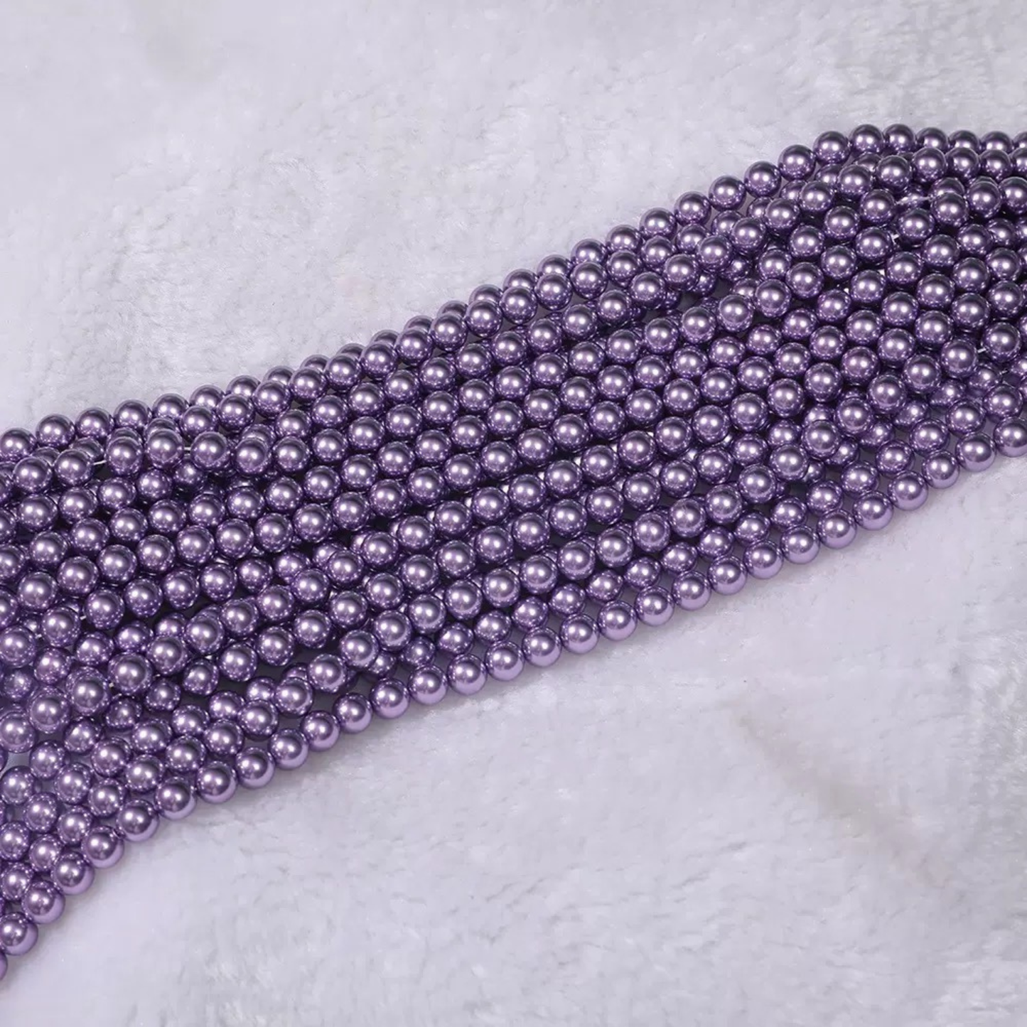 【P17】Purple Glass Pearl Beads – 3–8mm Round High Shine | Beads for Bracelets DIY iFCraftorium
