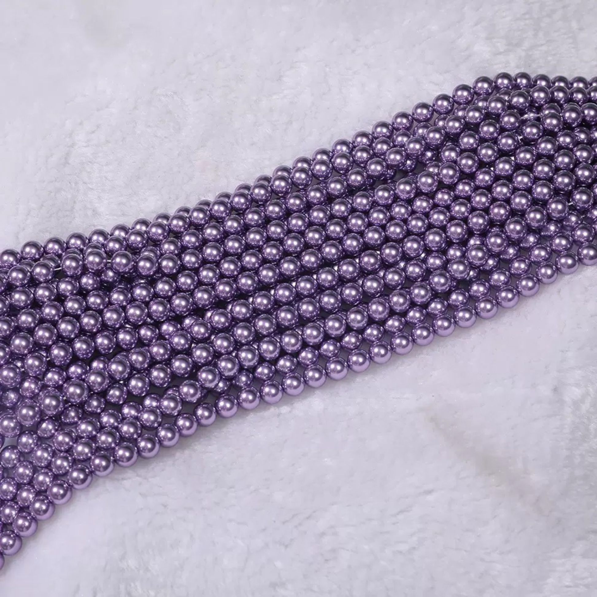 【P17】Purple Glass Pearl Beads – 3–8mm Round High Shine | Beads for Bracelets DIY iFCraftorium