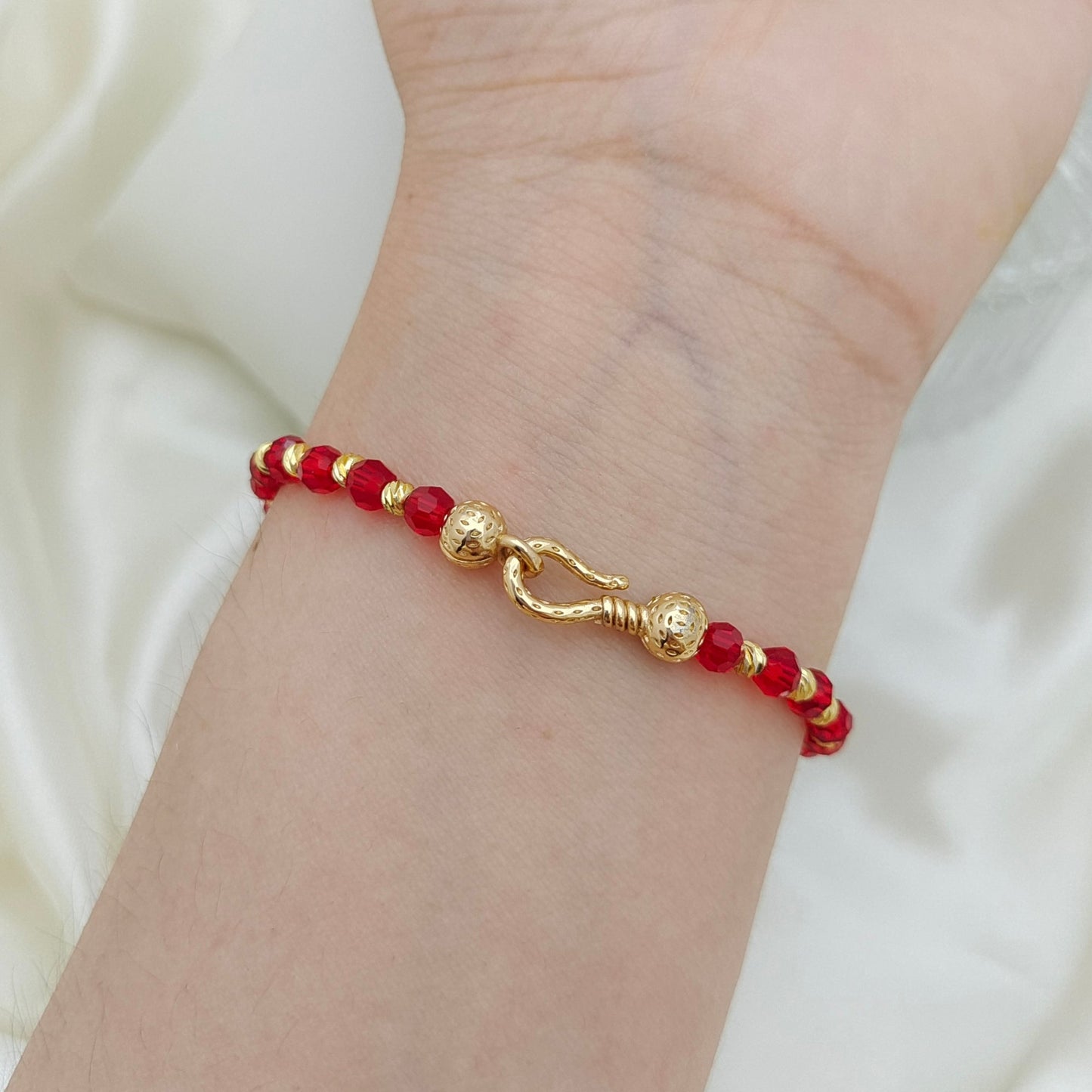 【No.130】DIY Bracelet Kit – Fortune Beads with 4mm Round Beads, Watermelon Beads & Lucky Pepper Connector | Complete Tutorial Included iFCraftorium