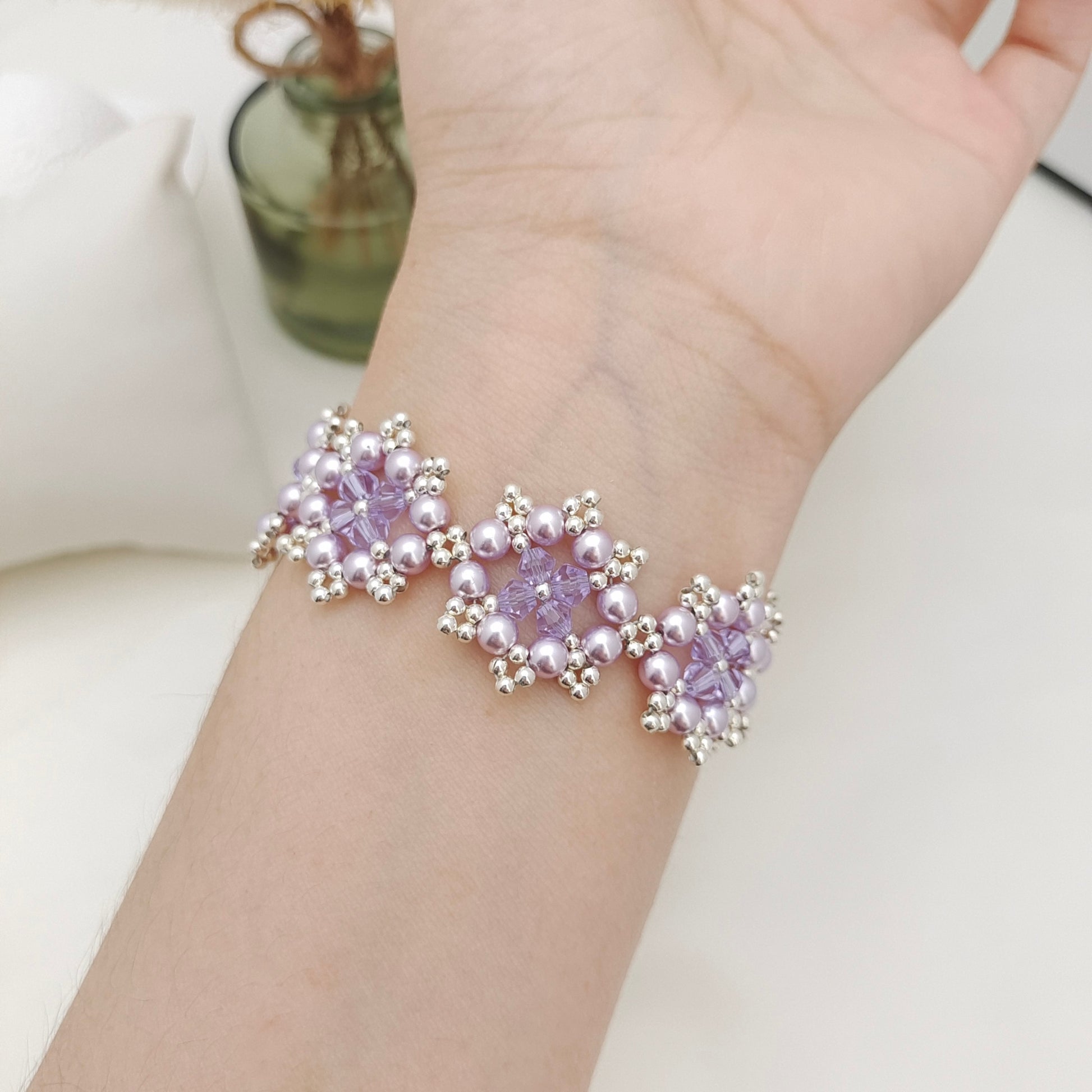 【No.143】Octagonal Snowflake Bracelet DIY Kit | Beading Supplies + Full Tutorial iFCraftorium