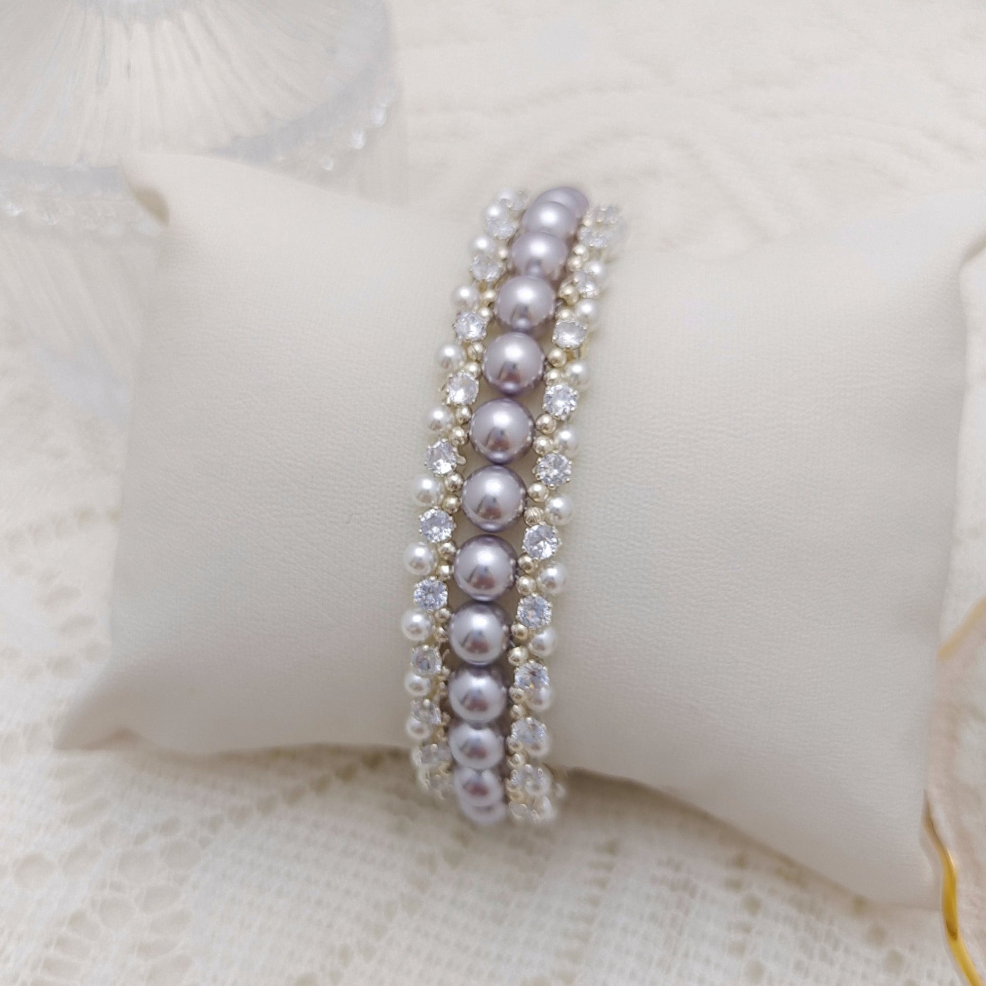 【No.115】DIY Beading Kit – Purple Rose Pearl Bracelet | Complete Jewelry Making Set with Tutorial iFCraftorium