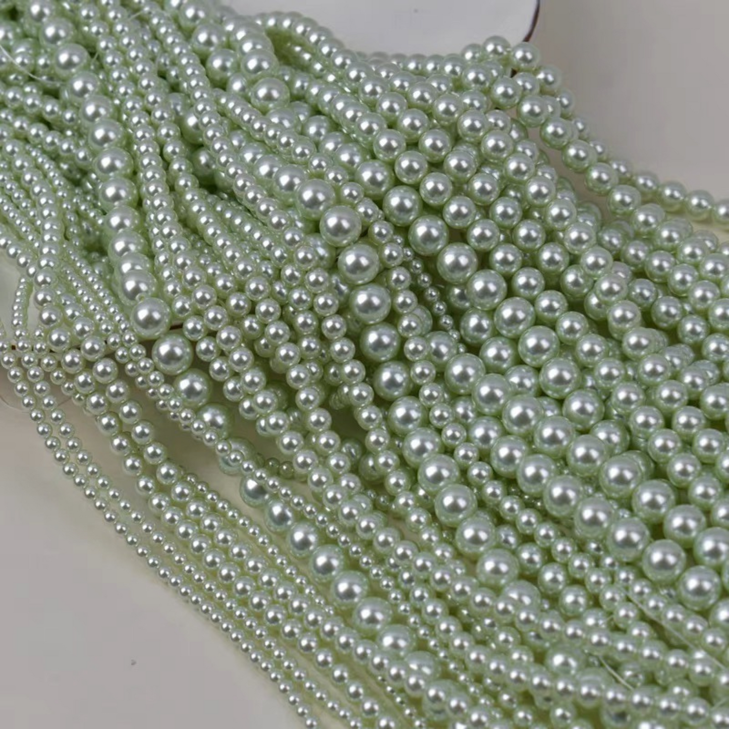【P11】DIY Beading Supplies – Imitation Swarovski Apple Green Pearls | 2–8mm Round High-Luster Glass Beads | Jewelry Making Accessories