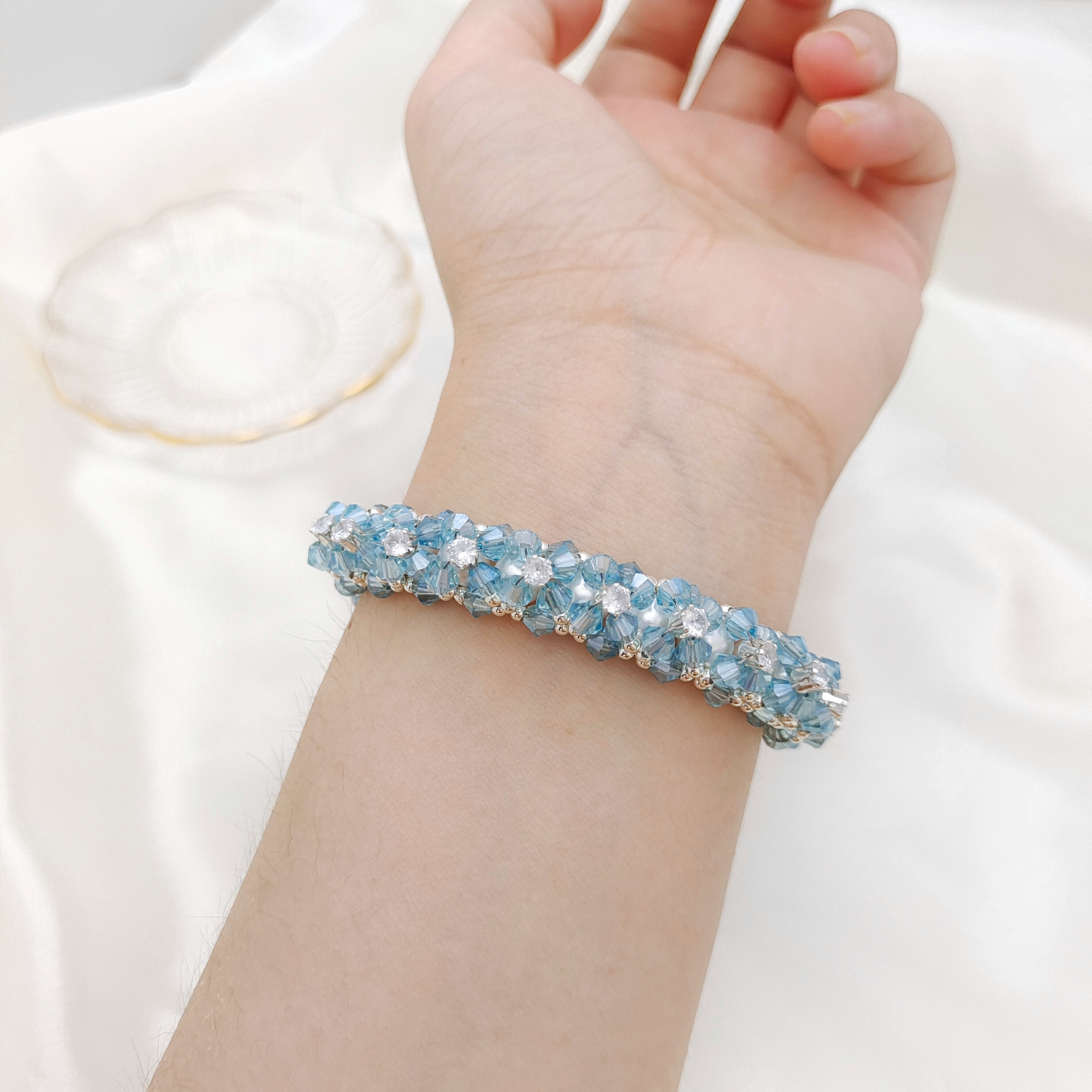 【No.123】DIY Bracelet Kit – Sunny Day Beading Set with Pearls, Diamond Beads & Cake Lobster Clasp | Tutorial Included