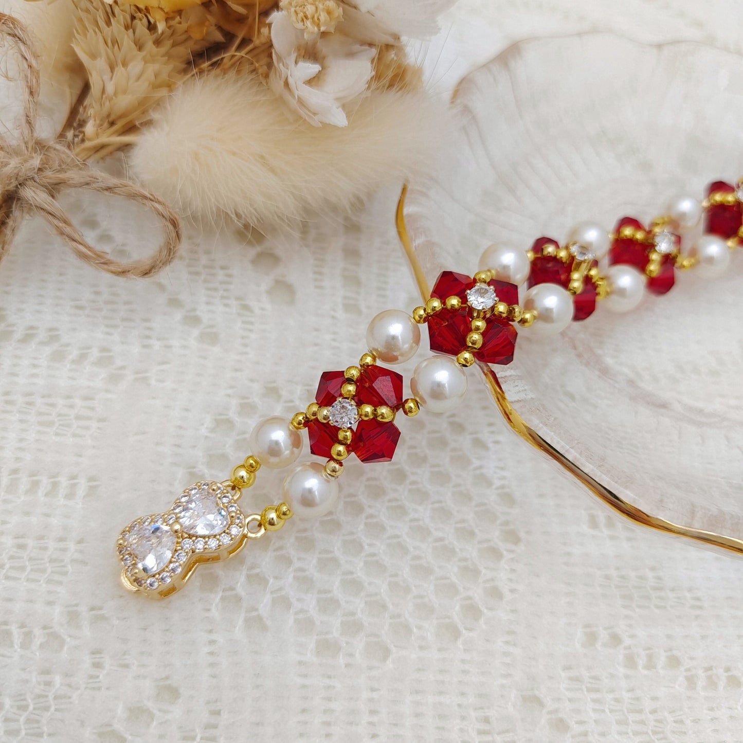 【No.126】DIY Bracelet Kit – Mary Design with Pearls, Diamond Beads & Bowknot Clasp | Complete Jewelry Tutorial