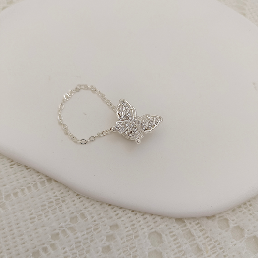 【B35】DIY Clasp – Full Zircon Dreamy Butterfly Magnetic Clasp with Safety Chain, 18K Gold/Thick Silver Plated, Tarnish Resistant, Jewelry Making Accessories