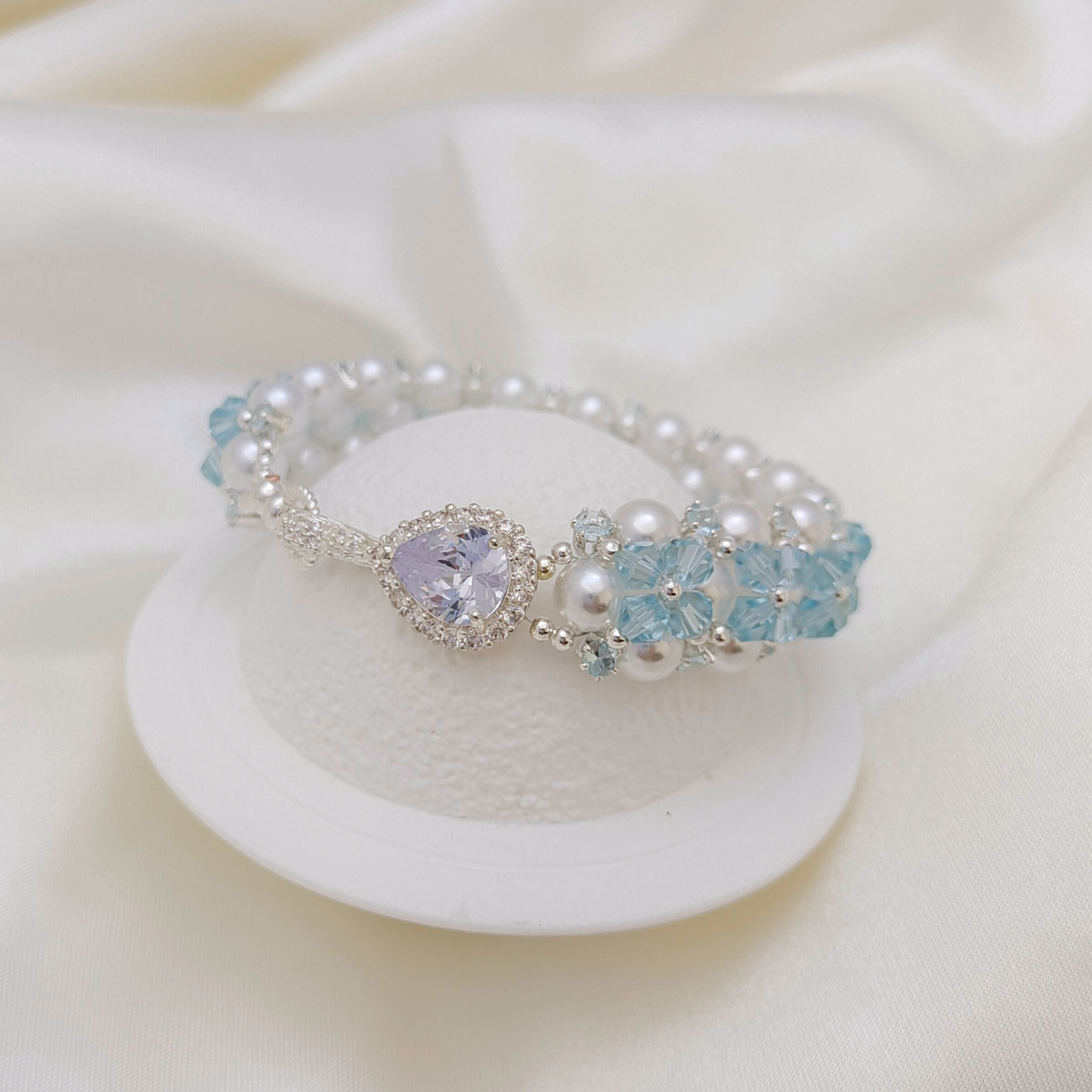 【No.79】 Tear of Mermaid DIY Bracelet Craft Kit – Pearls, Crystals, CZ & Full Tutorial Handmade Bracelet