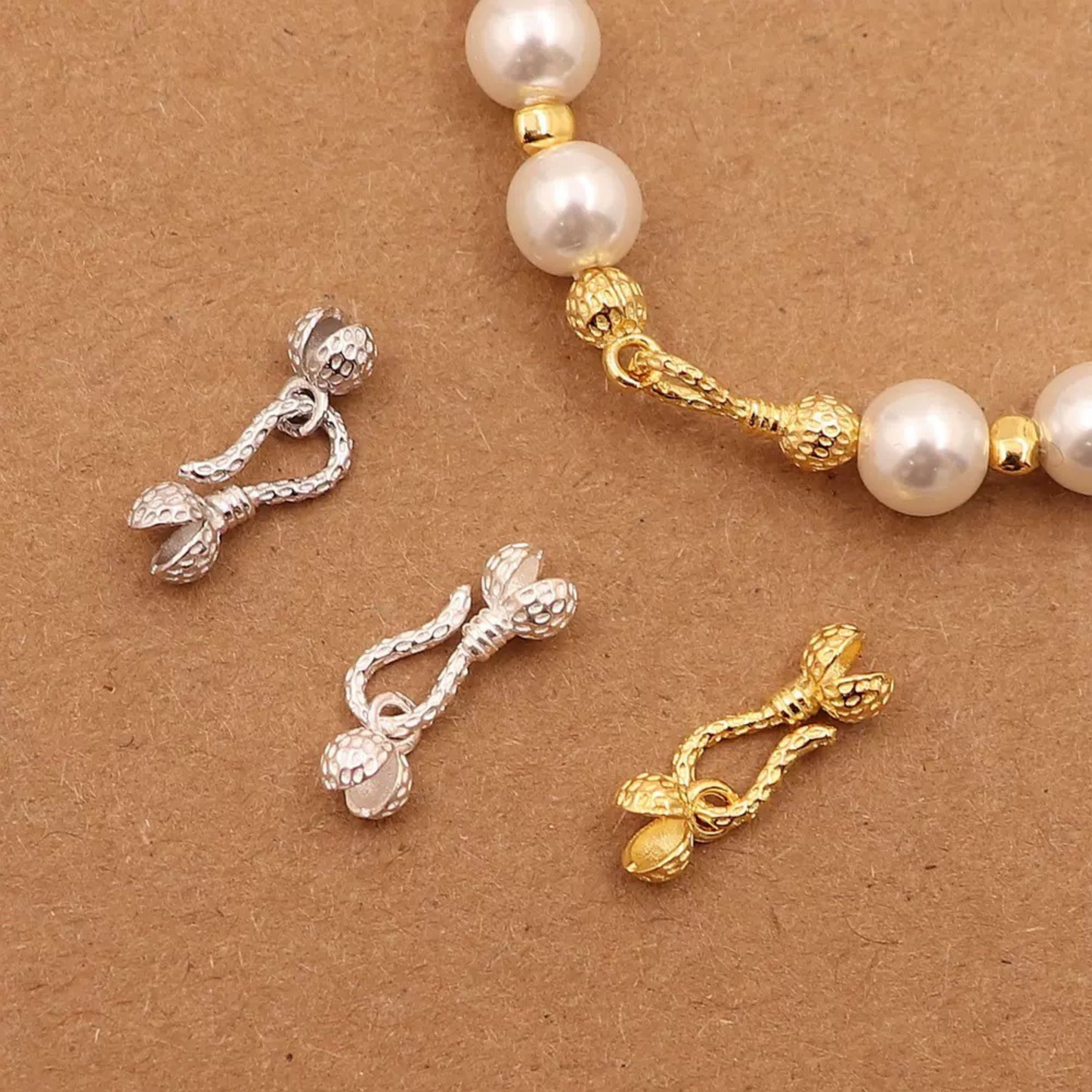 【B38】2PCS DIY Jewelry Findings | Pepper Bud Connector Clasp | 18K Gold / Silver Plated Copper | Anti-Tarnish Beading Accessories