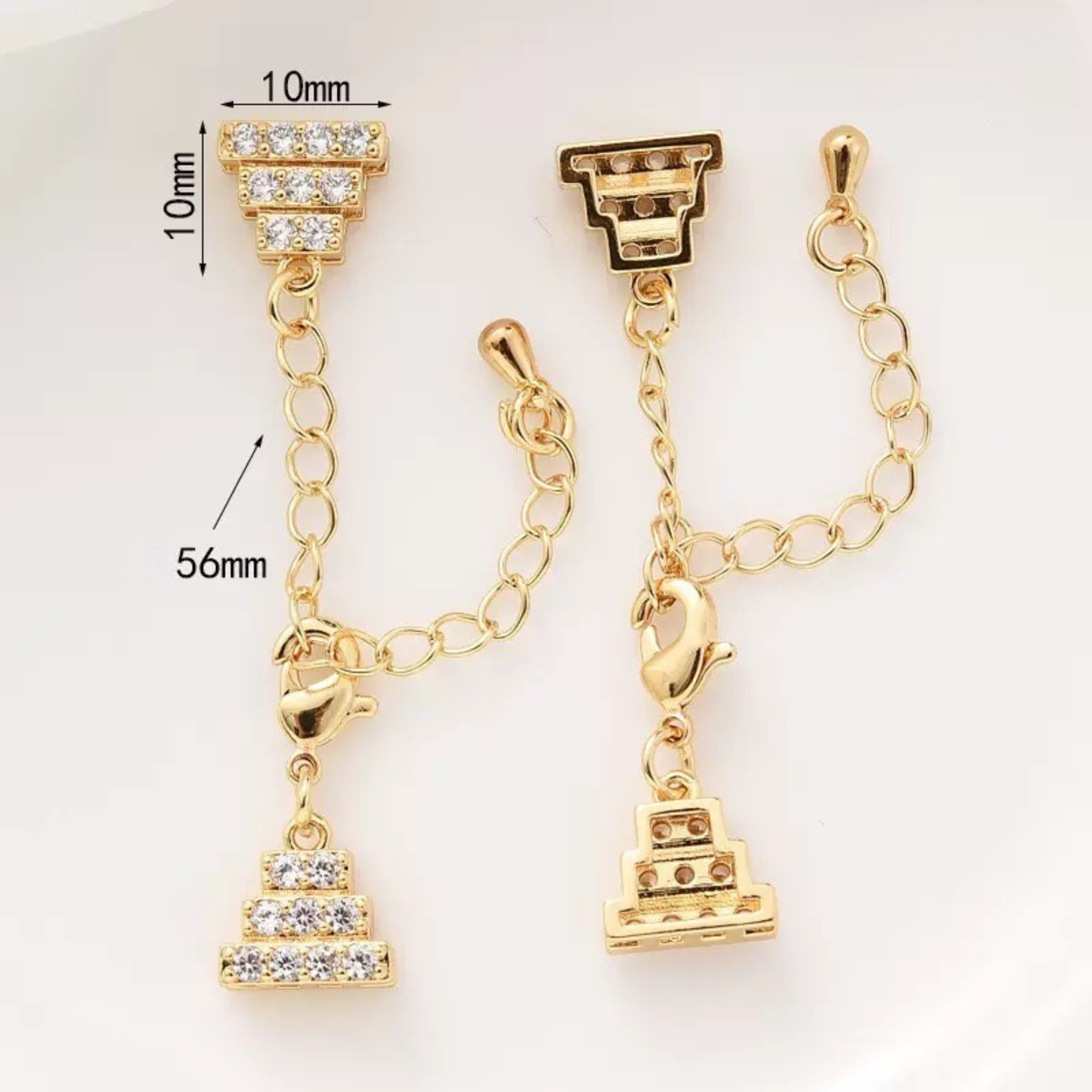 【B43】DIY Jewelry Clasp – Cake Lobster Clasp with Extension Chain | Adjustable | 18K Gold/Silver Plated