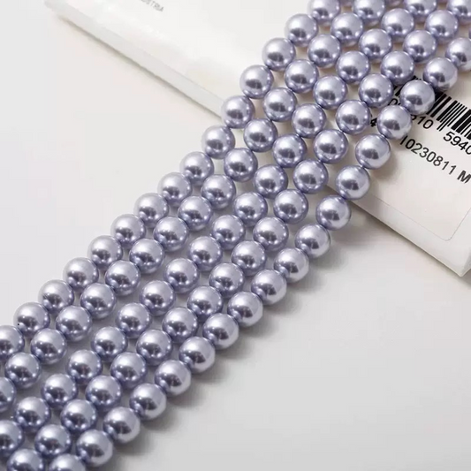 【P08】Light Purple Imitation Swarovski Glass Pearls | 2–8mm Round Beads | High-Gloss Finish | DIY Jewelry Supplies