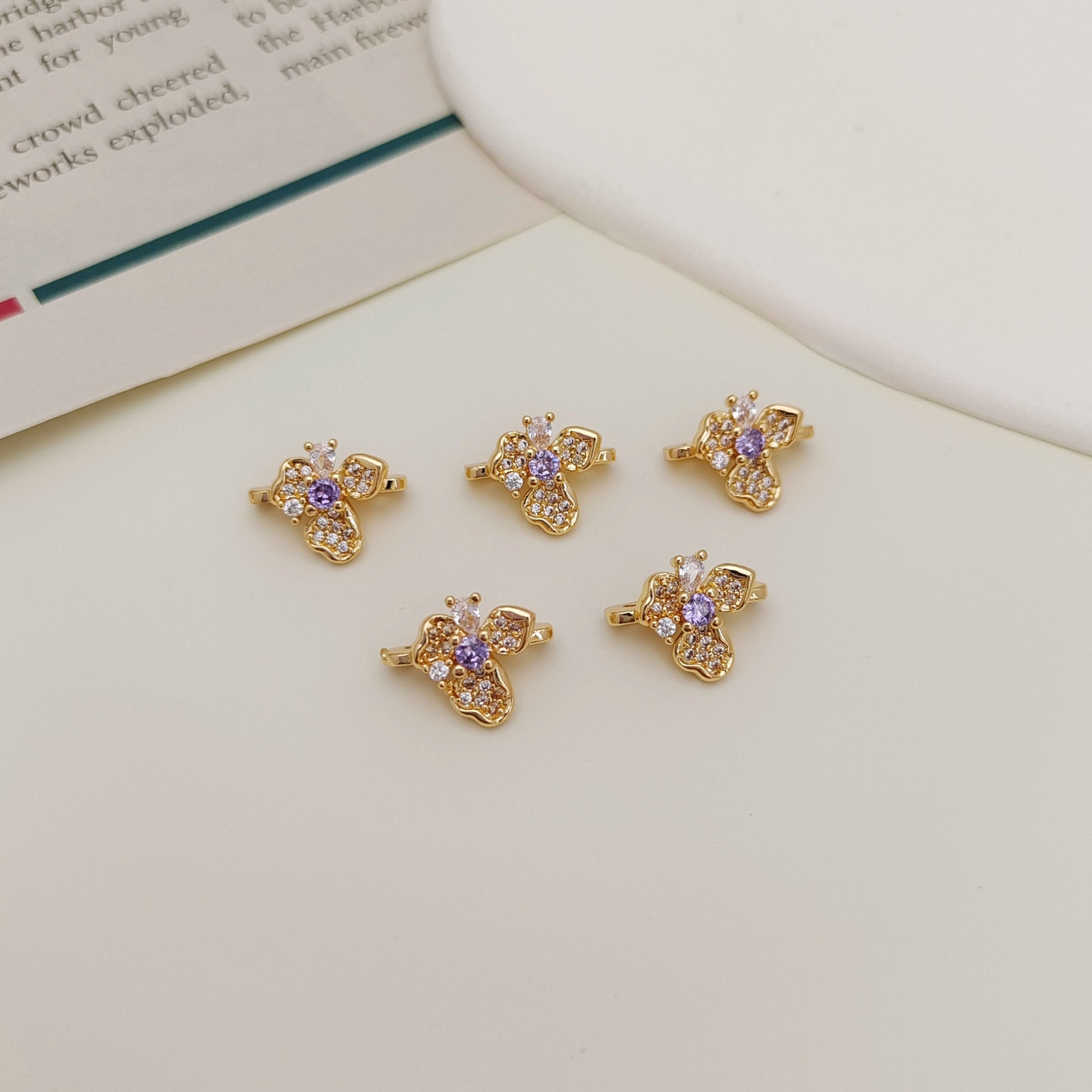 【S21】10PCS Flower 3-Hole Spacer Bead – Gold Plated Copper DIY Jewelry Findings iFCraftorium