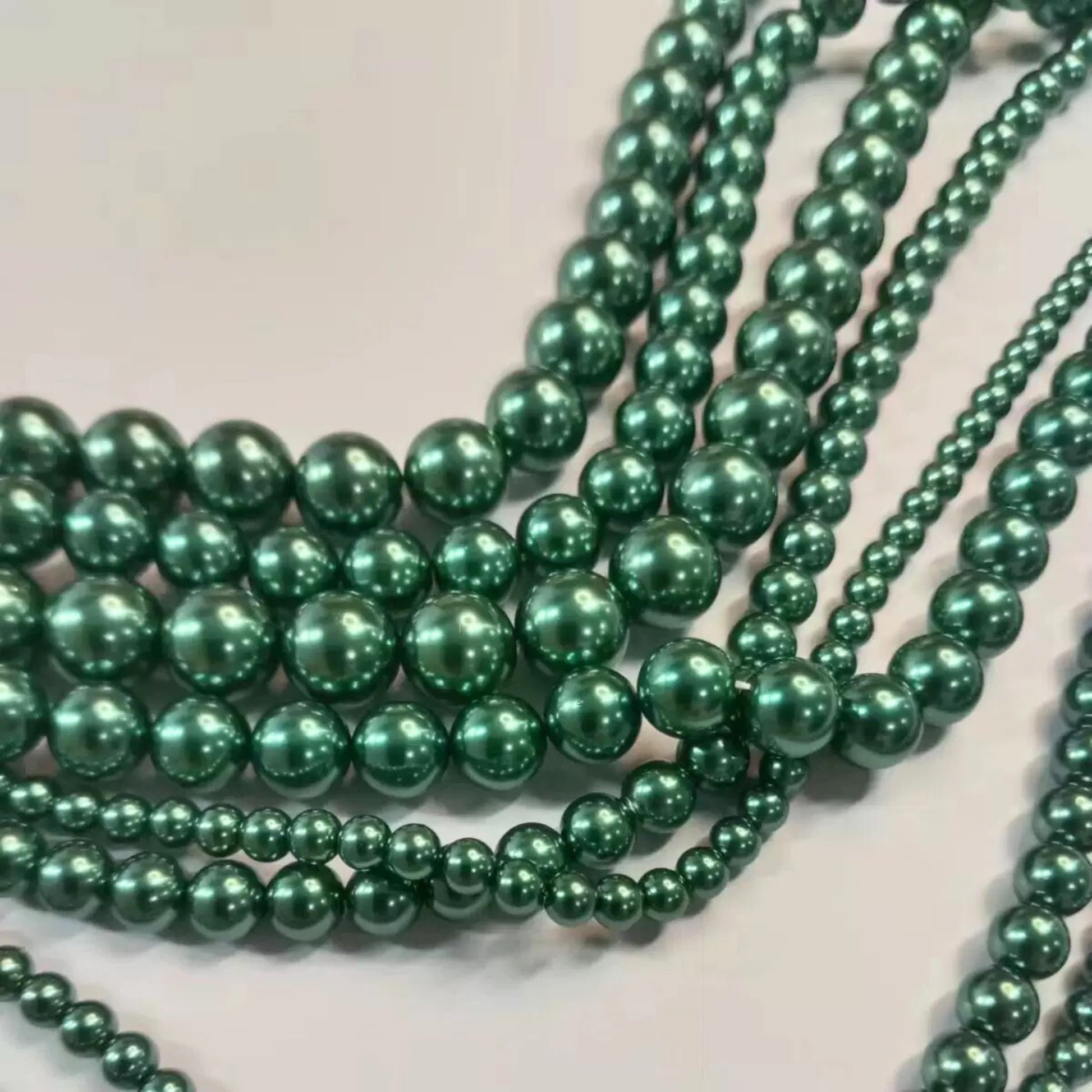 【P17】Peacock Green Glass Pearl Beads 4/6/8mm | Beads for Bracelets iFCraftorium