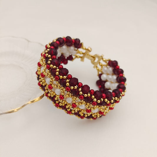 【No.159】DIY Dancing Carnival Bracelet Kit – Pearls, Wheel Beads, Seed Beads & 3-Row Clasp | Full Tutorial iFCraftorium