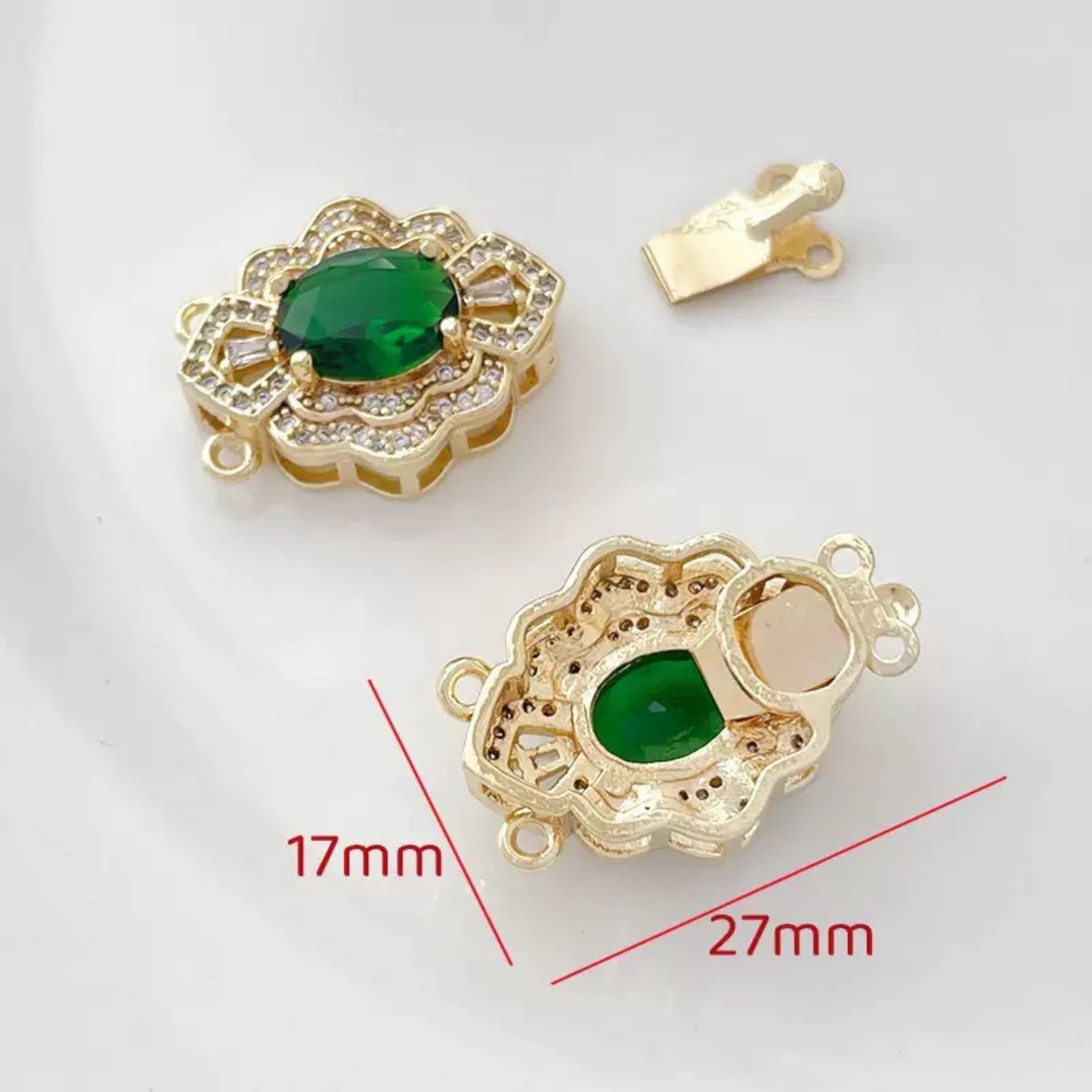 【B29】1PCS DIY Jewelry Clasp – Double Row Insert Buckle | 18K Gold Plated | Zircon Inlaid | Tarnish Resistant