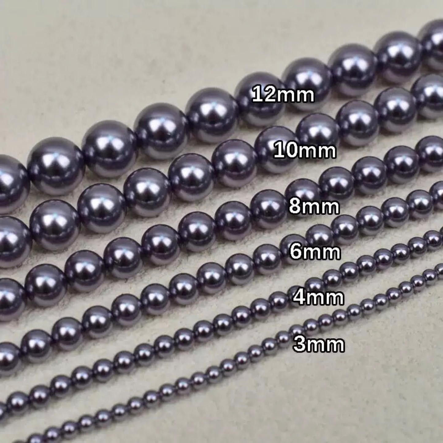 【P19】Black Purple Glass Pearl Beads – 3–8mm Round High Shine | Beads for Bracelets DIY iFCraftorium