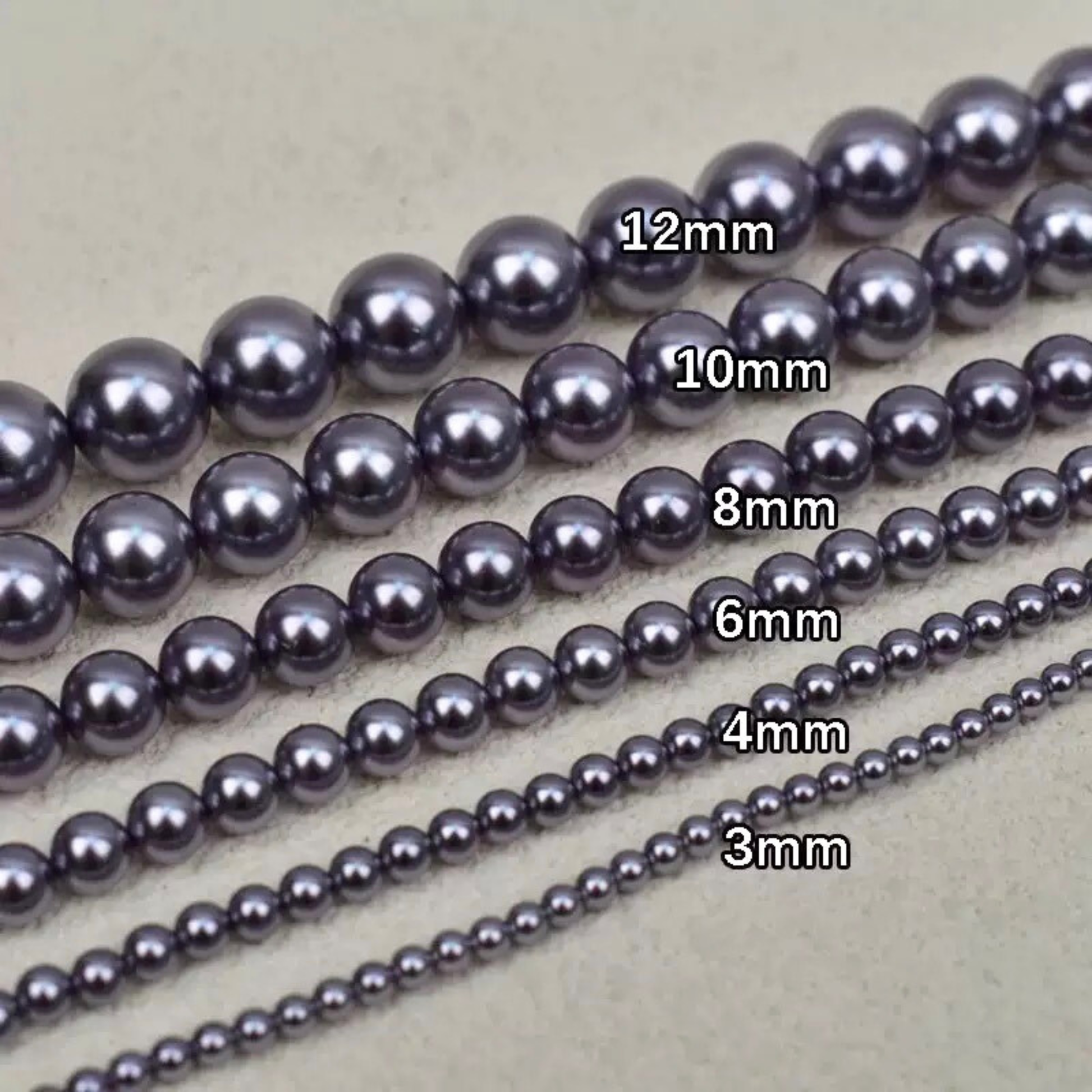 【P19】Black Purple Glass Pearl Beads – 3–8mm Round High Shine | Beads for Bracelets DIY iFCraftorium