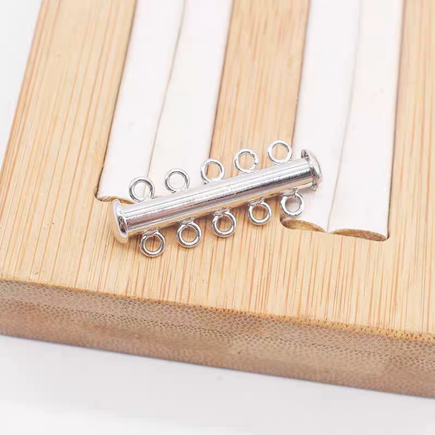 【B42】2PCS DIY Jewelry Findings – 5-Strand Tube Magnetic Clasp | 18K Gold/Silver Plated, Anti-Tarnish Copper