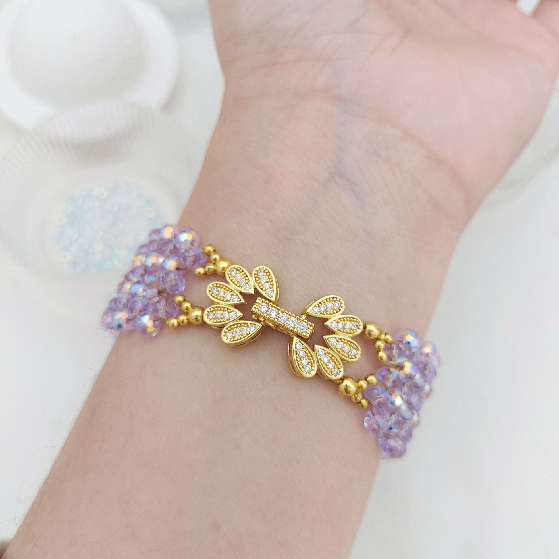 Kit 【No.177】DIY Crystal Pearl Braided Bracelet Kit | Mother’s Day DIY gift | Handmade for Mom + Tutorial iFCraftorium