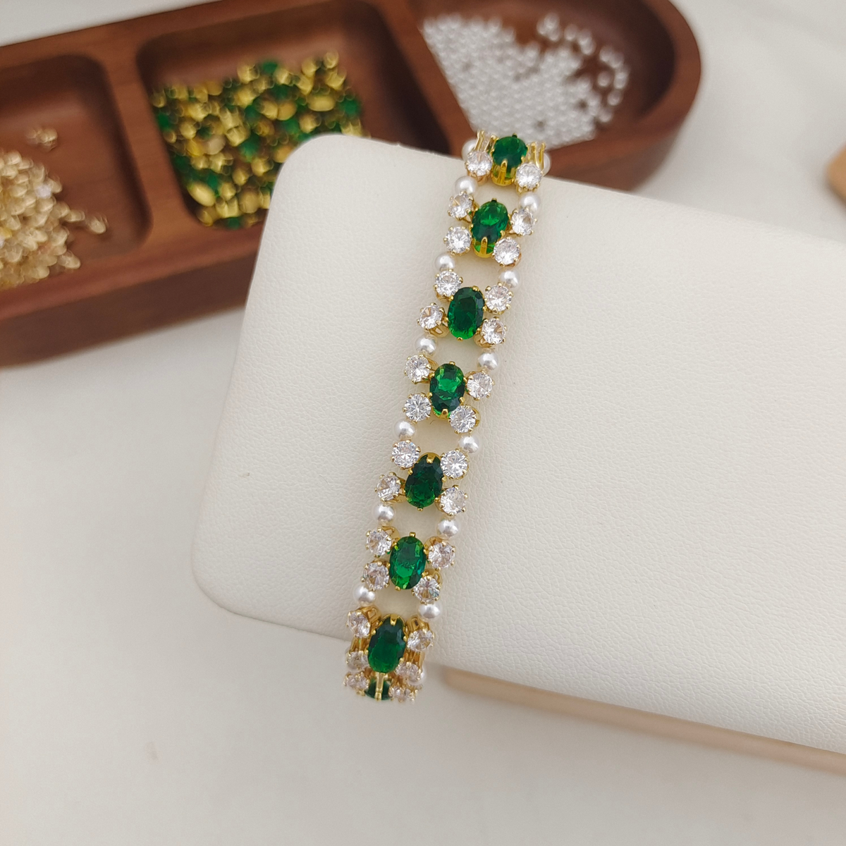 DIY Crystal Pearl Bracelet Kit – Oval Zircon & Pearl Beads Gif for Her | iFCraftorium Kit #187 iFCraftorium