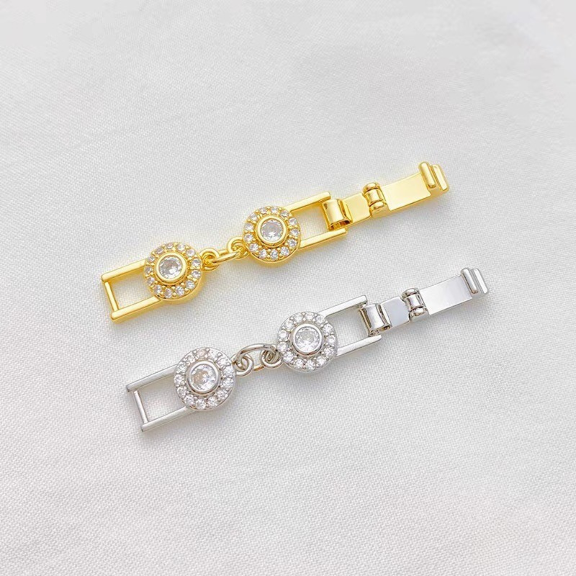 【B49】Round CZ Flower Clasp – Sparkling Bracelet Connector | Gold/Silver Beading Findings iFCraftorium
