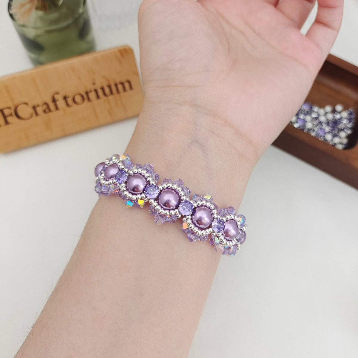 DIY Pearl Bracelet Making Kit – Purple Pearls & Crystal Beads | Beginner Friendly Christmas Gift Kit#189 iFCraftorium