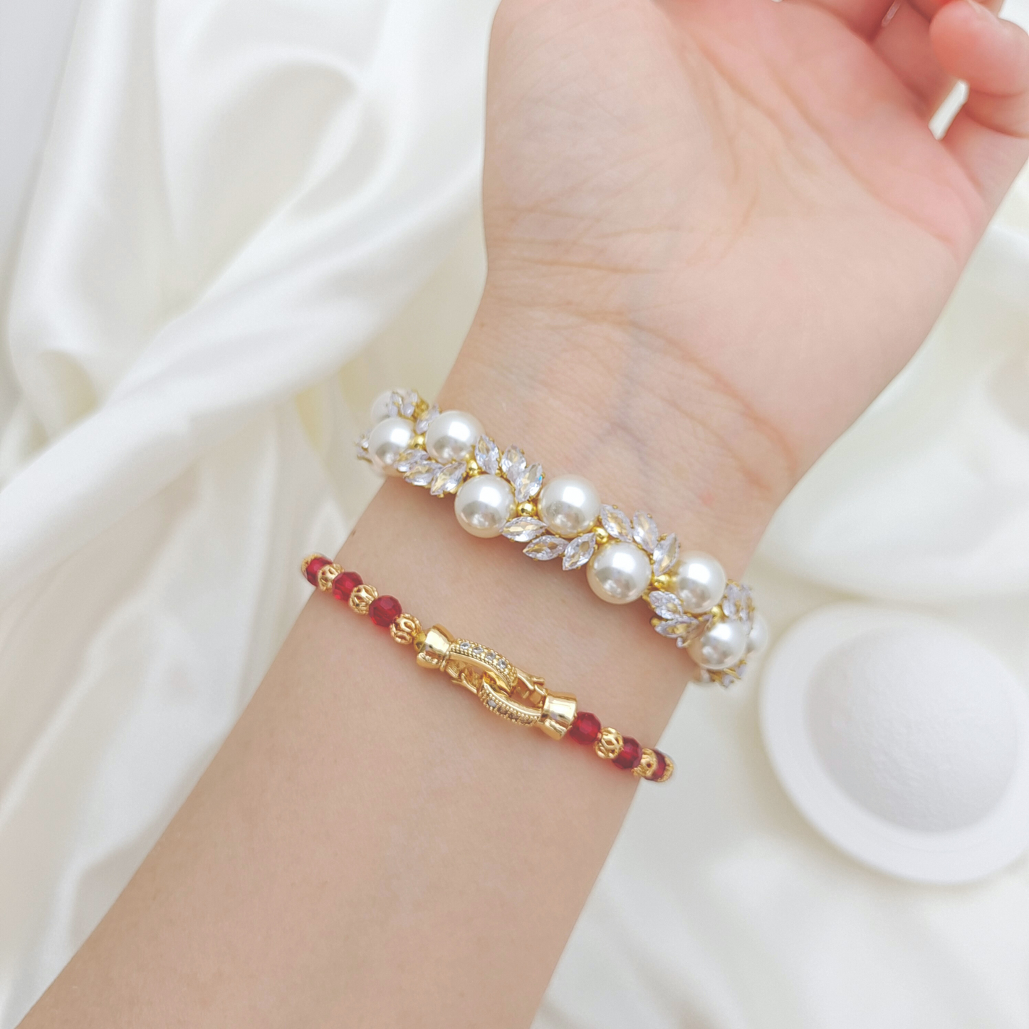 【No.52】 Angel’s Feather DIY Bracelet Craft Kit | Marquise Zircon & Pearl | Handmade Jewelry  Includes Tutorial