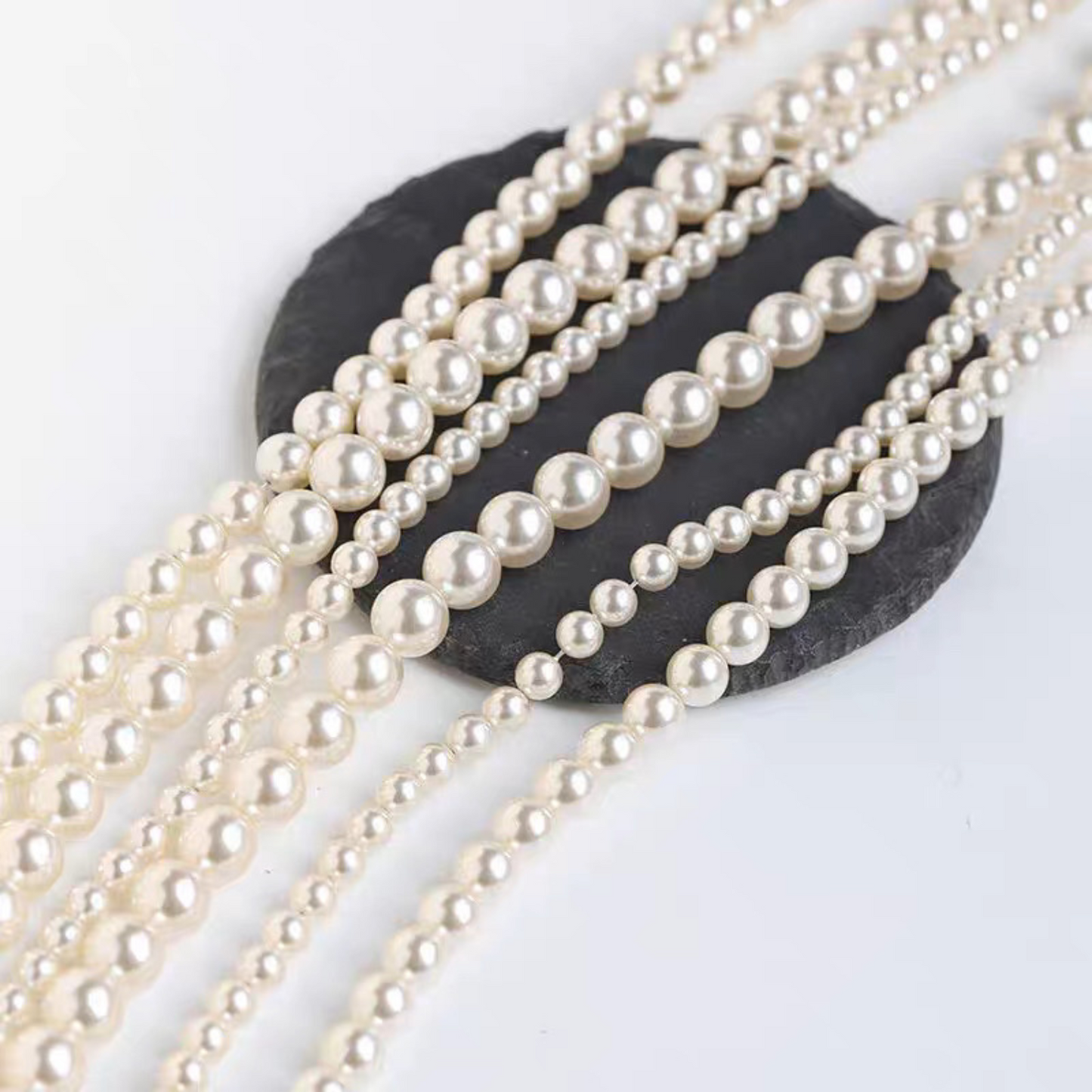 【P02】Glass Imitation Pearl Beads – Code 650 Warm Ivory, 2–10mm Round, Glossy Finish for DIY Jewelry