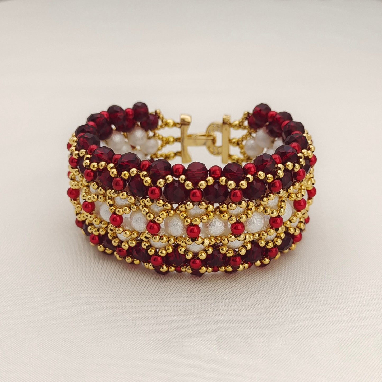 【No.159】DIY Dancing Carnival Bracelet Kit – Pearls, Wheel Beads, Seed Beads & 3-Row Clasp | Full Tutorial iFCraftorium