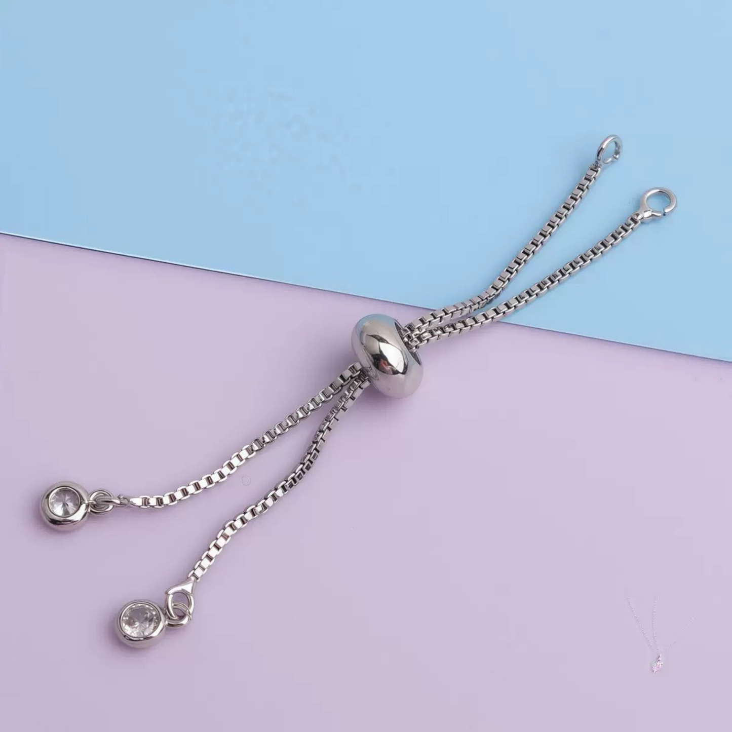 【B39】2PCS DIY Jewelry Findings – Adjustable Slider Beads, Gold/Silver/Steel/Black Plated Copper, Pull Chain Connector for Handmade Bracelets & Necklaces