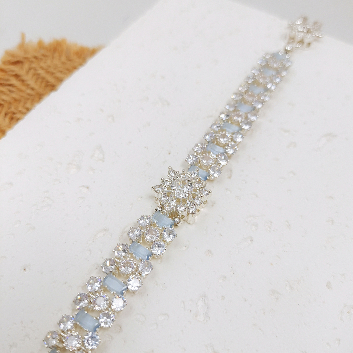 【No.49】 Handmade Bracelet – Starry Wishes with Snowflake Zircon & Crystal Beads DIY Jewelry Gift for Her