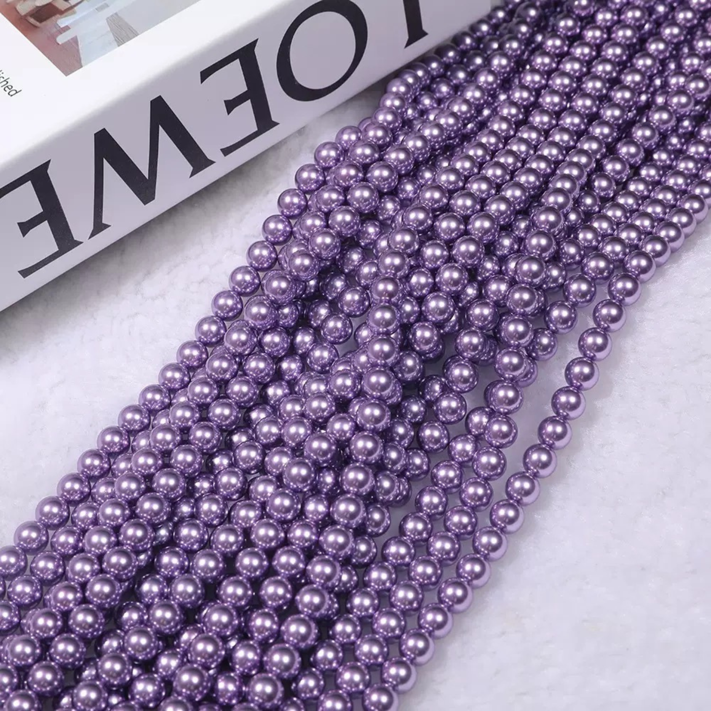 【P17】Purple Glass Pearl Beads – 3–8mm Round High Shine | Beads for Bracelets DIY iFCraftorium