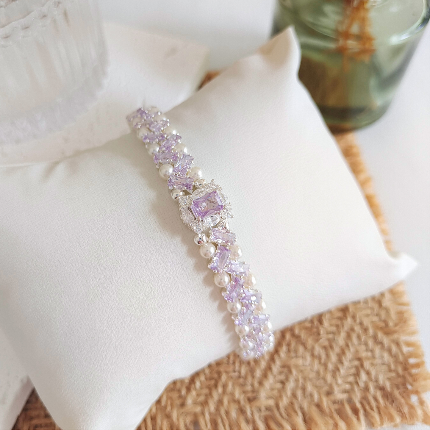 【No.40】 DIY Frozen-Inspired Elsa Plus Handmade Bracelet – Ice Blue CZ & Faux Pearls, Beaded Bracelet Ready to Wear Gift for Her