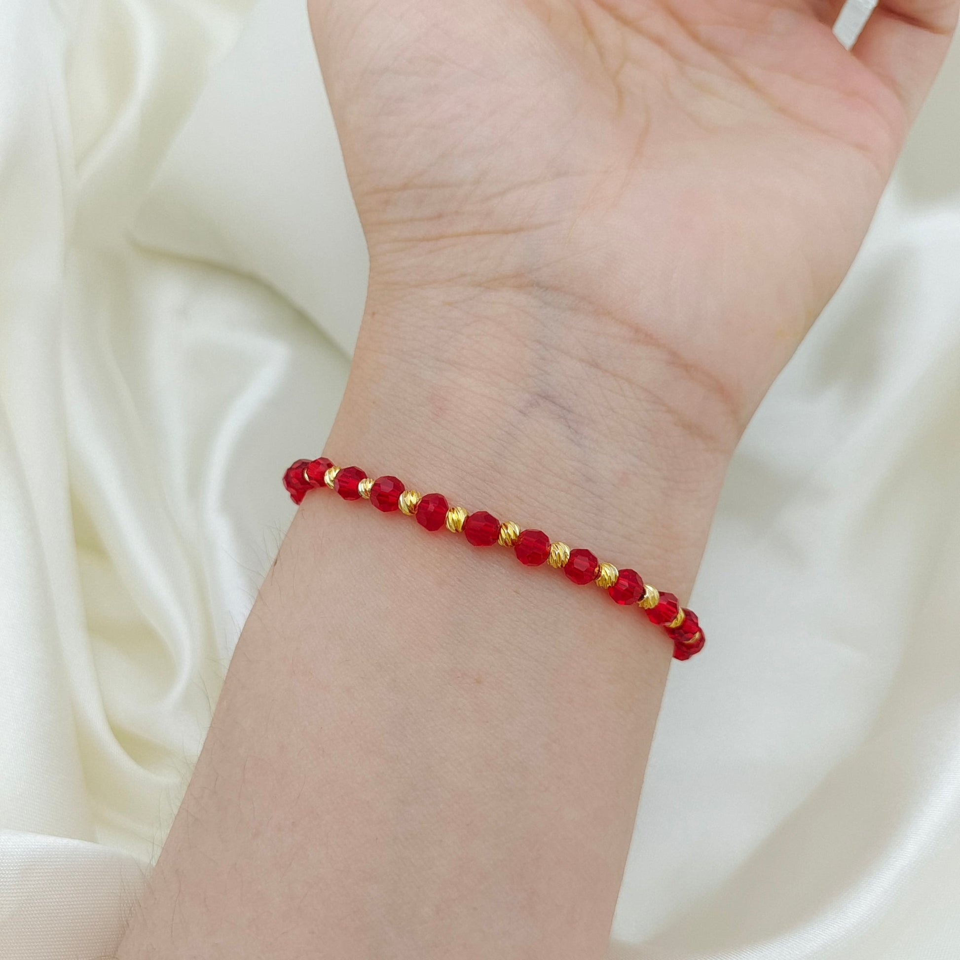 【No.130】DIY Bracelet Kit – Fortune Beads with 4mm Round Beads, Watermelon Beads & Lucky Pepper Connector | Complete Tutorial Included iFCraftorium