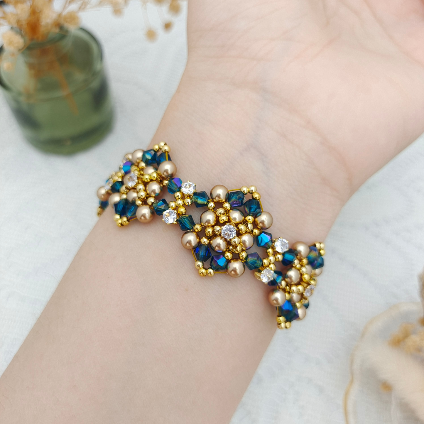 【No.102】DIY Bracelet Kit – “Phantom Opera” Crystal & Pearl with O-Clasp | Complete Jewelry Making Set