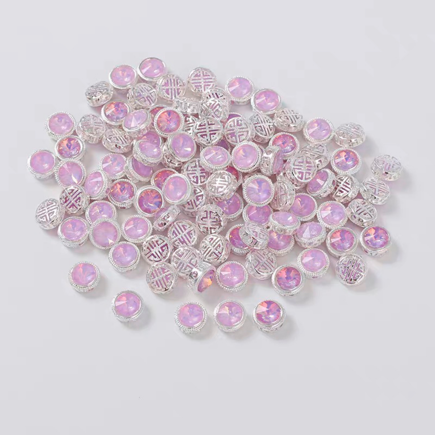【S03】3PCS 12mm Jelly Cat Eye Rhinestone Spacer Beads – Silver Base, Full Hole, for DIY Bracelets & Necklaces