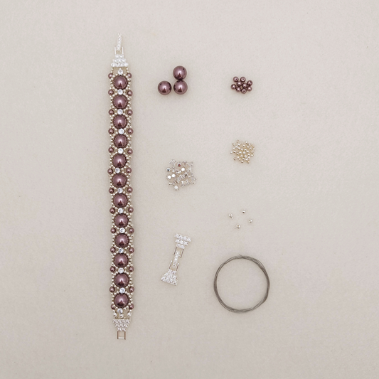 【No.112】DIY Bracelet Kit – Kyoho Grape | Pearls, Zircon & Cake Design Buckle | Full Tutorial