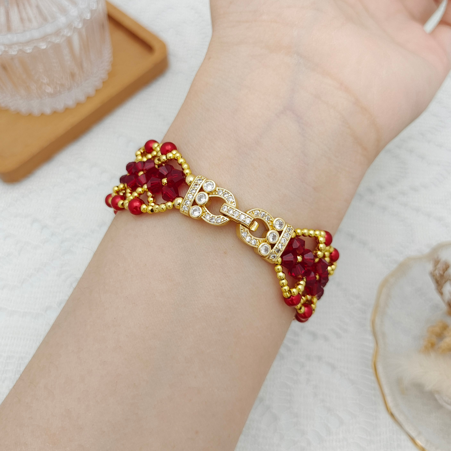 【No.97】DIY Kit – Exotic Charm Bracelet | Full Tutorial | Rhombus Beads & Pearls