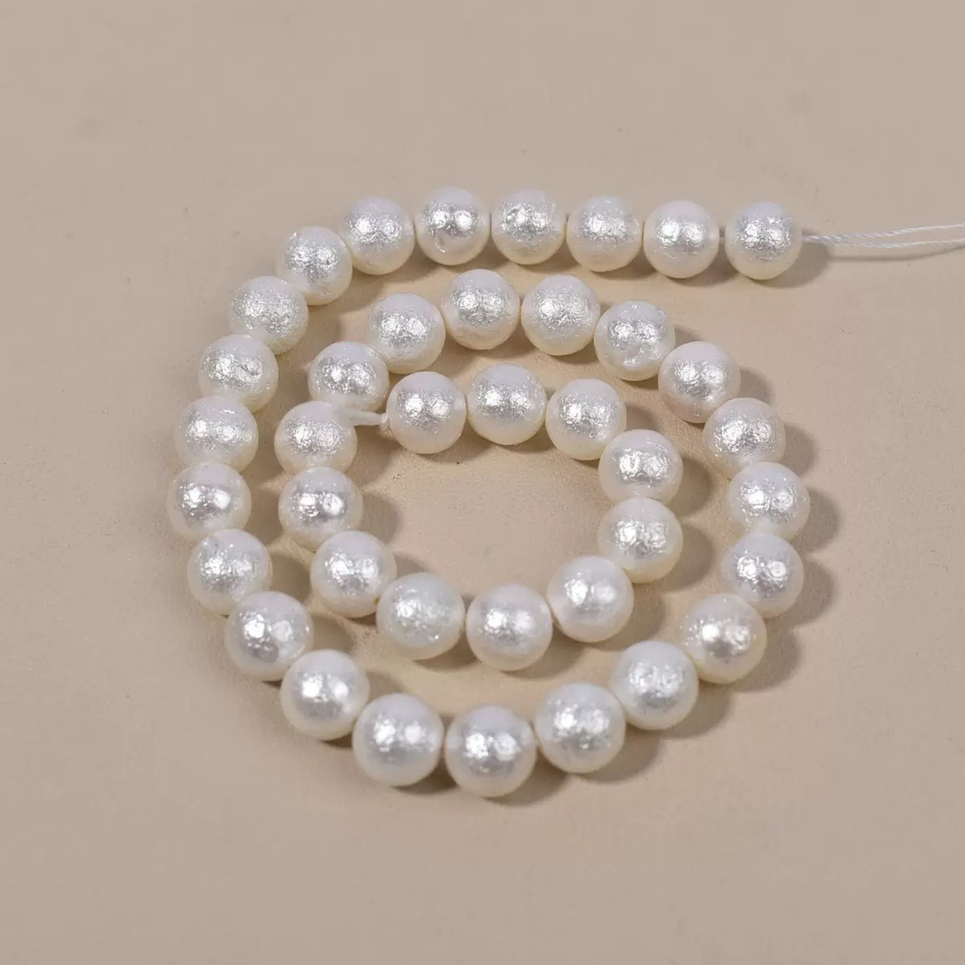 【P21】Frosted White Cotton Pearls Beads | DIY Jewelry Making Supplies iFCraftorium