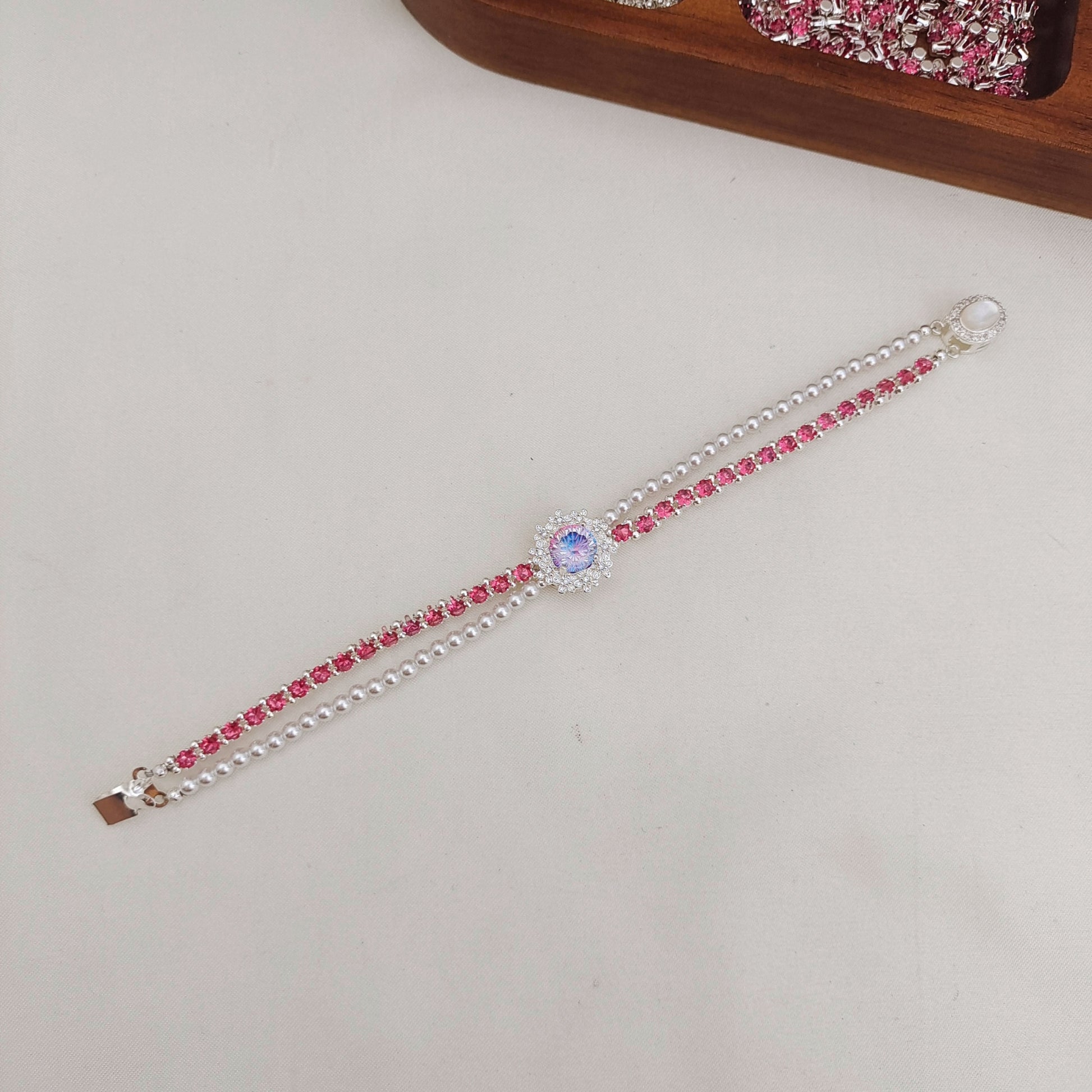 DIY Double Row Tiny Zircon Pearl Layered Bracelet | Handmade Jewelry Kit + Full Tutorial #180 iFCraftorium