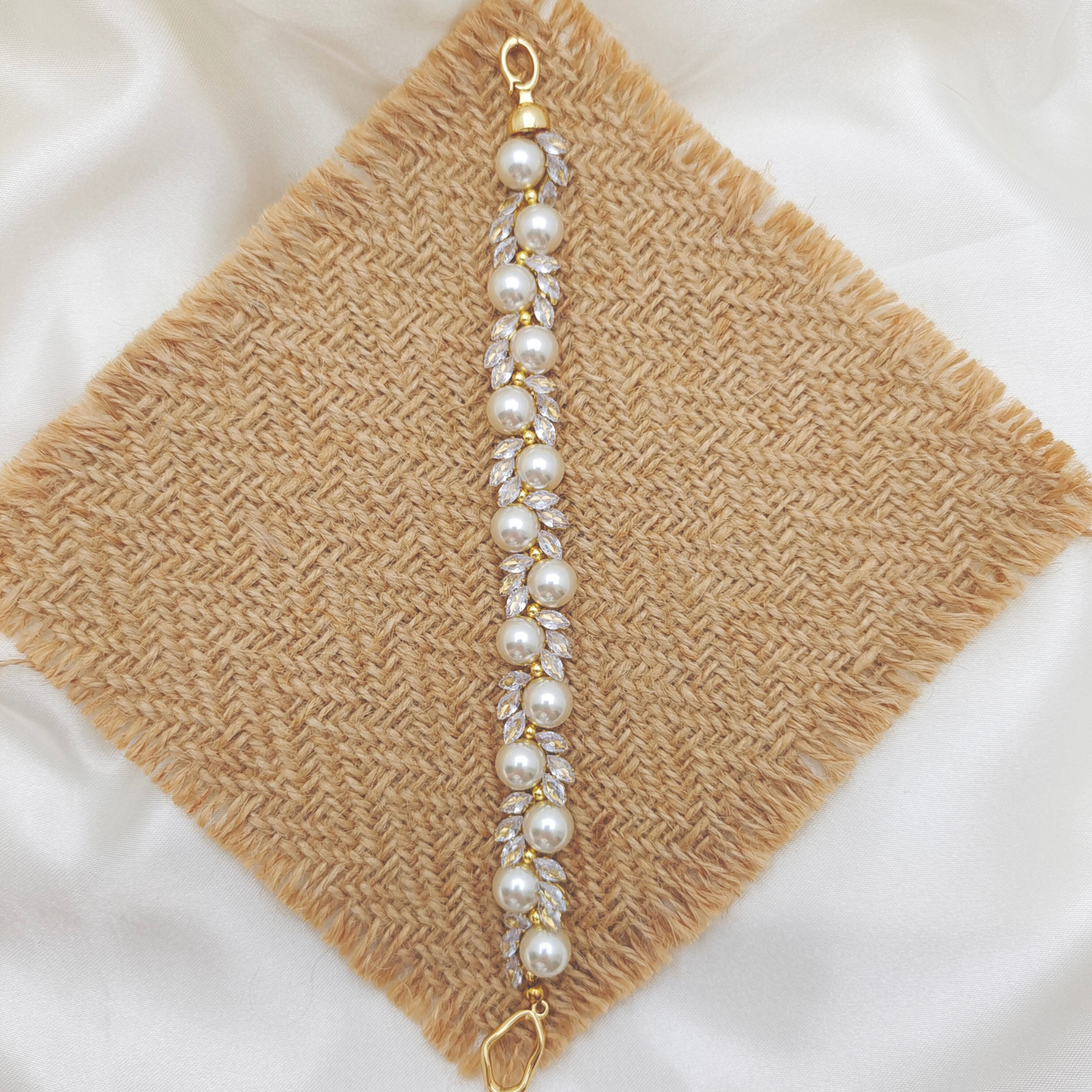 【No.52】 Angel’s Feather Handmade Bracelet | Marquise Zircon & Pearl | DIY Finished Jewelry