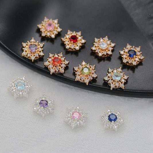 【S06】1PCS Hexagram CZ Spacer Beads – Sparkling 6-Point Star Beads, Gold/Silver-Plated, for DIY Bracelets & Jewelry Making