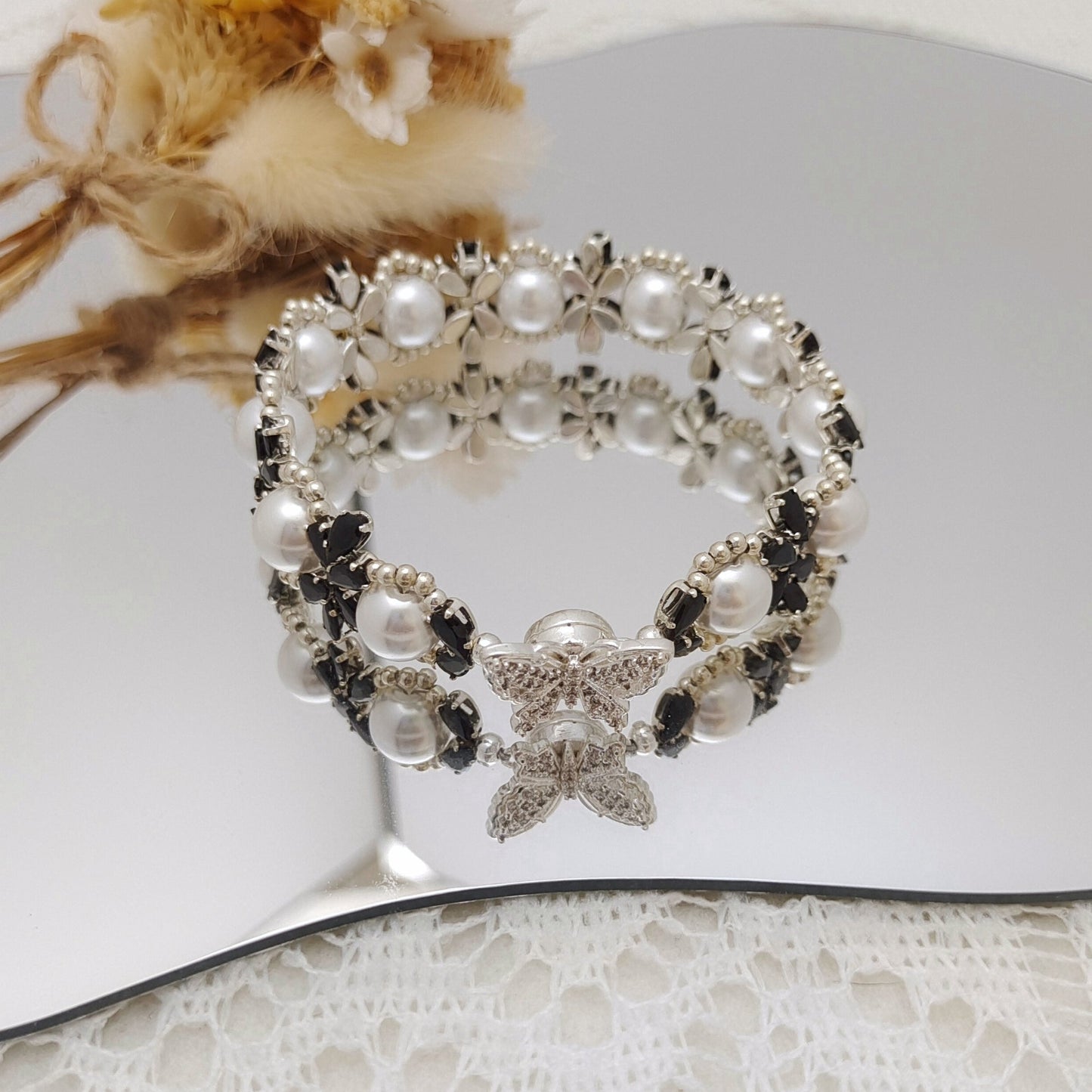 【No.127】DIY Bracelet Kit – Happy Party Design with Pearls, Teardrop CZ & Butterfly Magnetic Clasp | Complete Jewelry Tutorial iFCraftorium